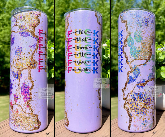 Fuck Everything Purple Cheetah 20oz Skinny Tumbler