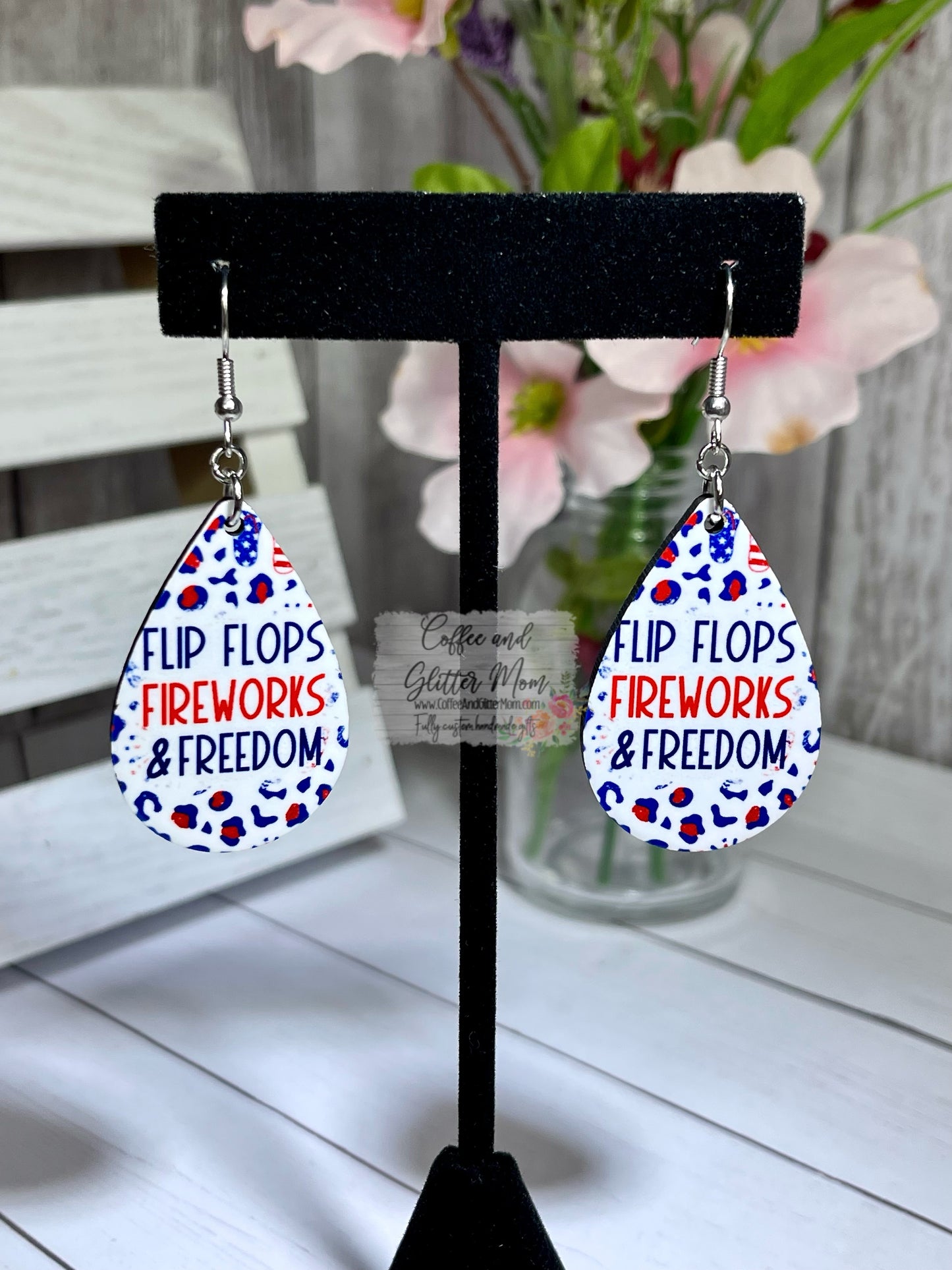 Flip Flops & Fireworks Teardrop Earrings