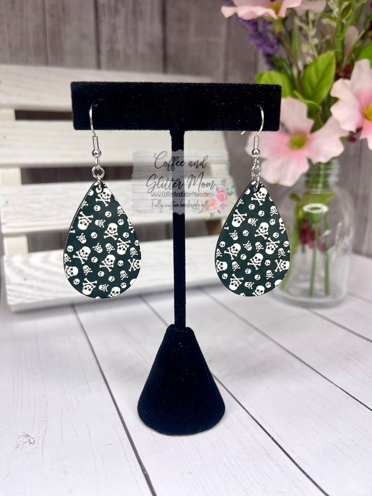 Black Skull Teardrop Earrings