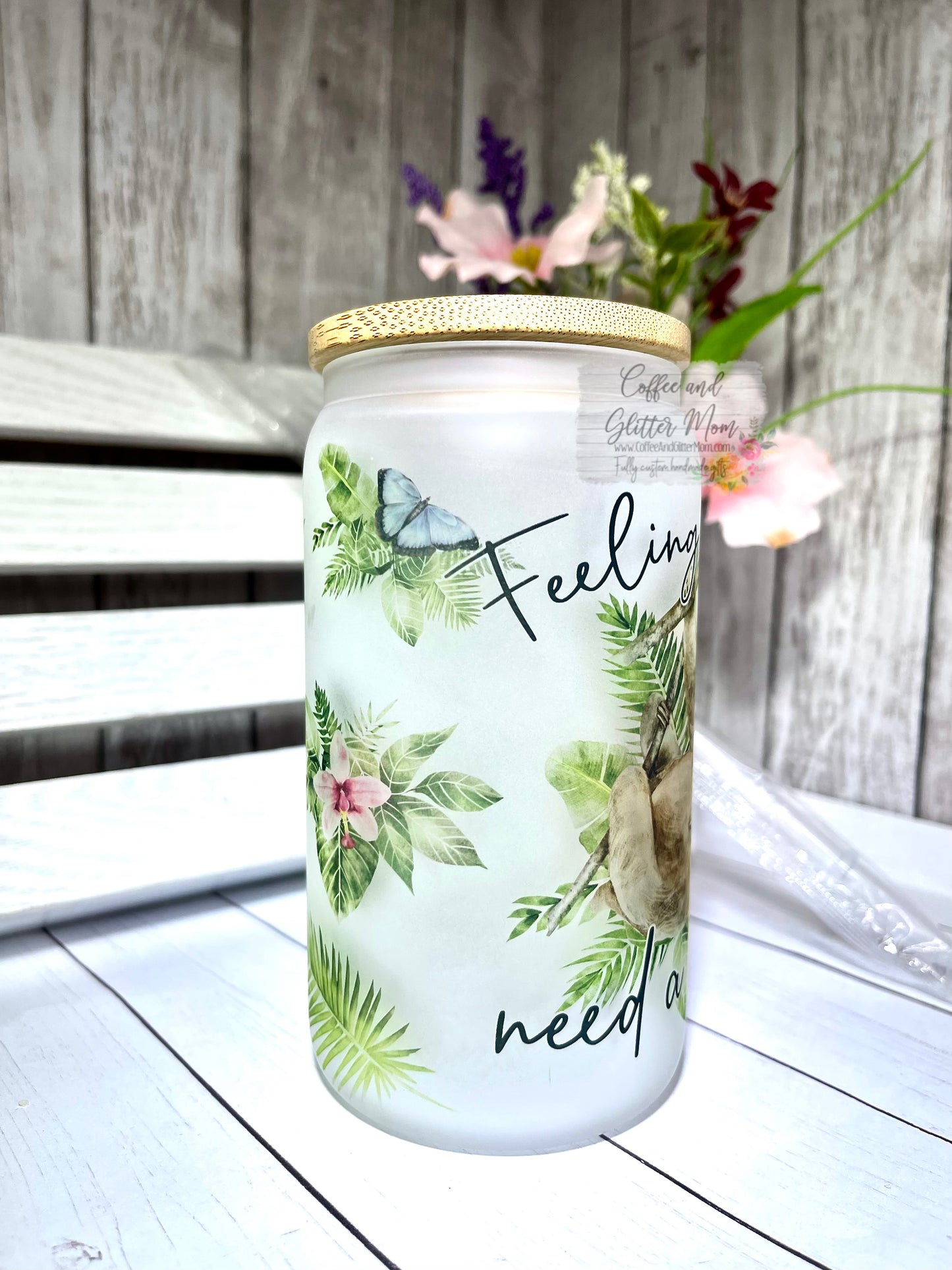 Feelin' Slothee Need Coffee 12oz Frosted Glass Can