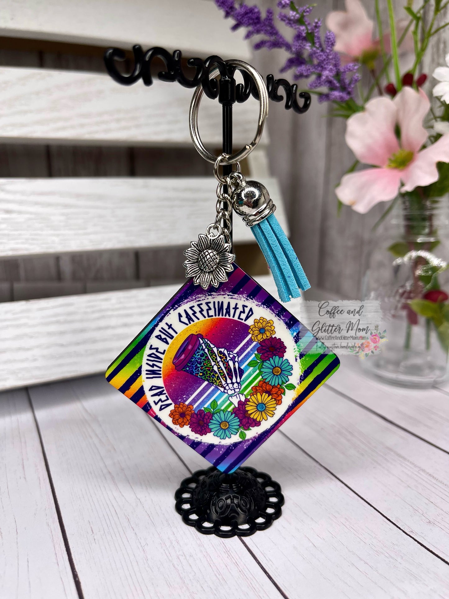 Dead Inside But Caffeinated Keychain