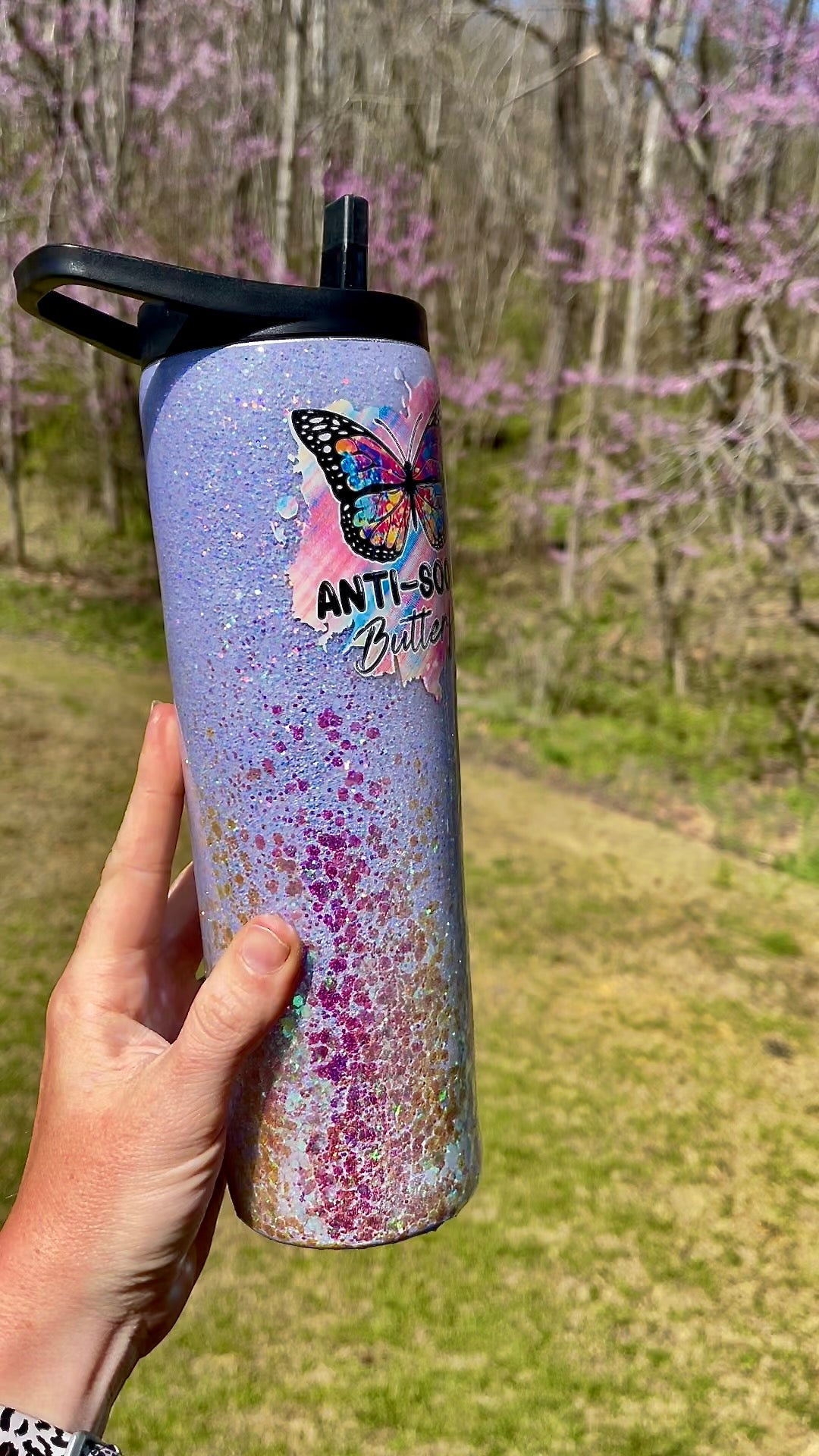 Anti-Social Butterfly 30oz Duo-Lid Skinny Tumbler With Straw