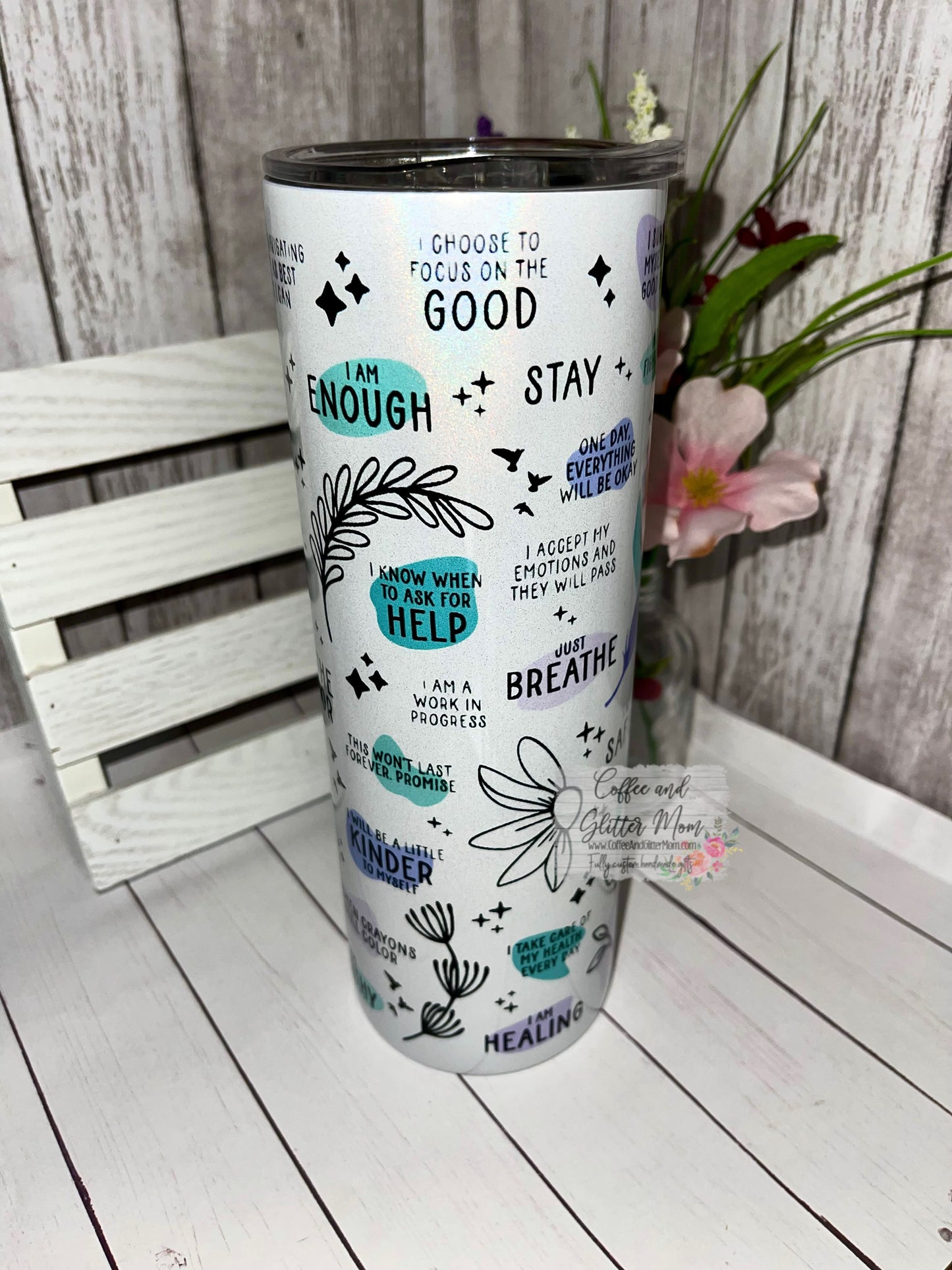No One Fights Alone T-Man 5K 20oz Holographic White Skinny Tumbler
