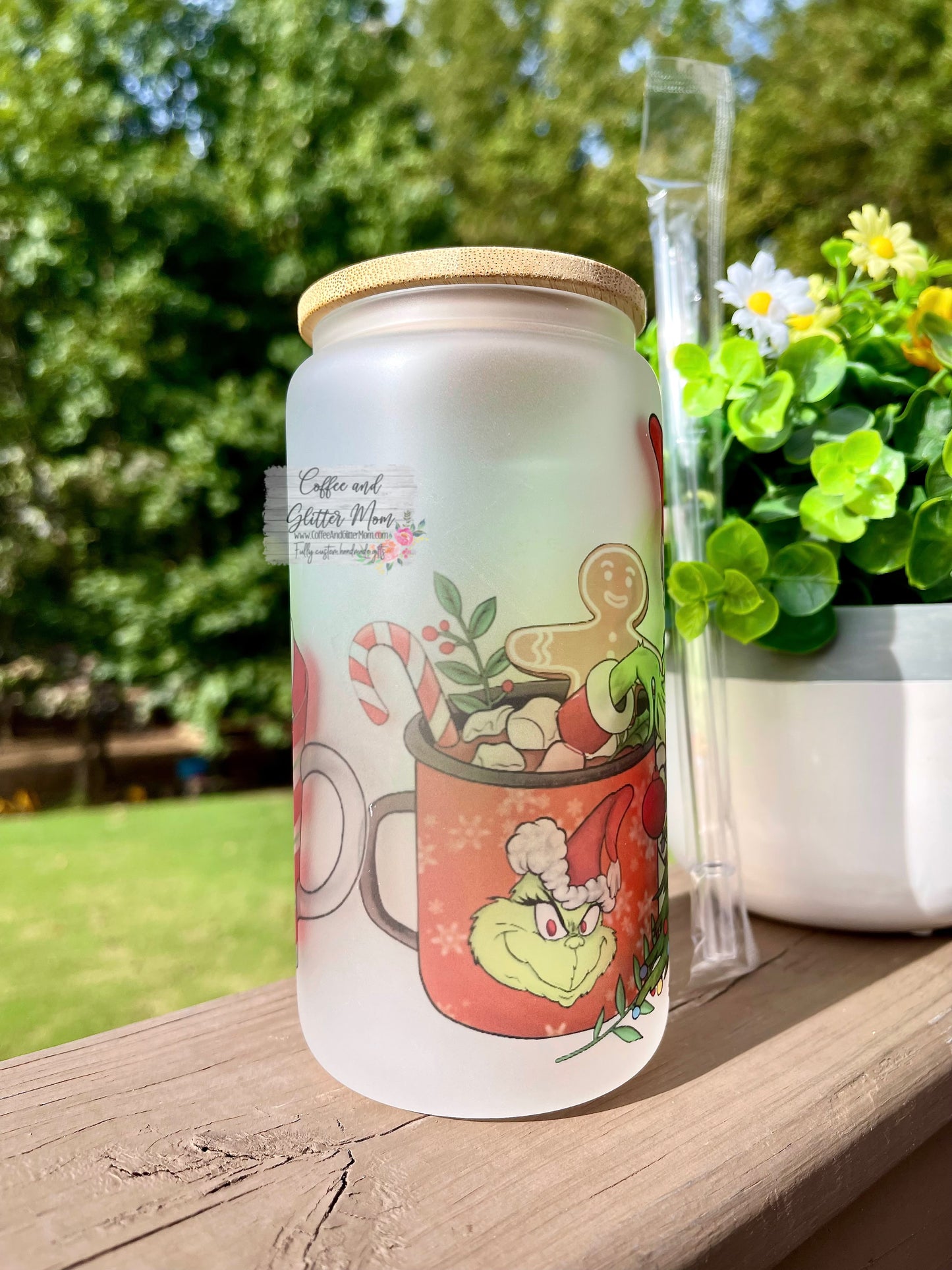 Christmas Grinches Coffee 16oz Frosted Glass Can