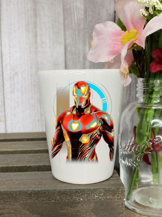 Red Iorn Man Shot Glass