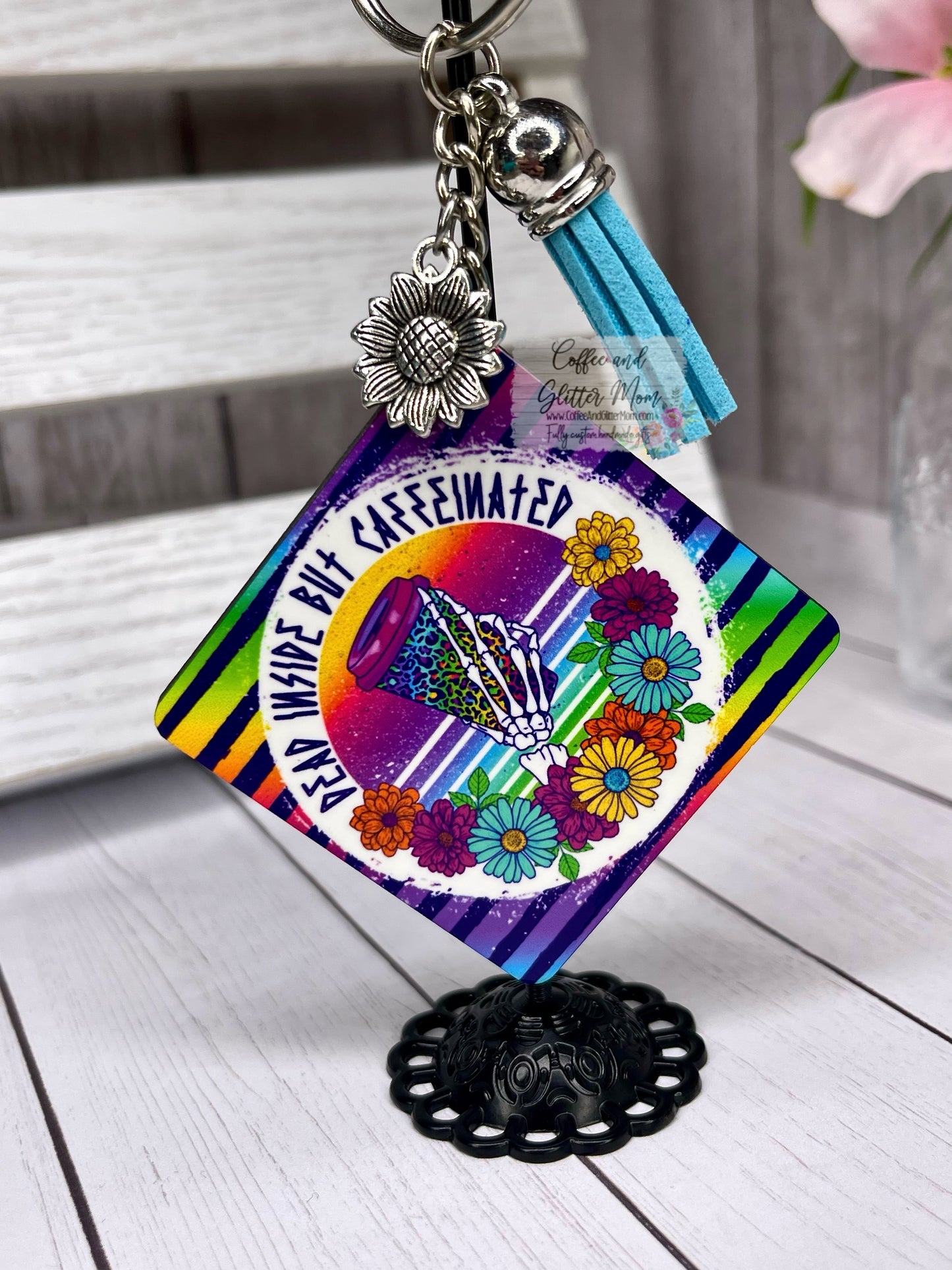 Dead Inside But Caffeinated Keychain
