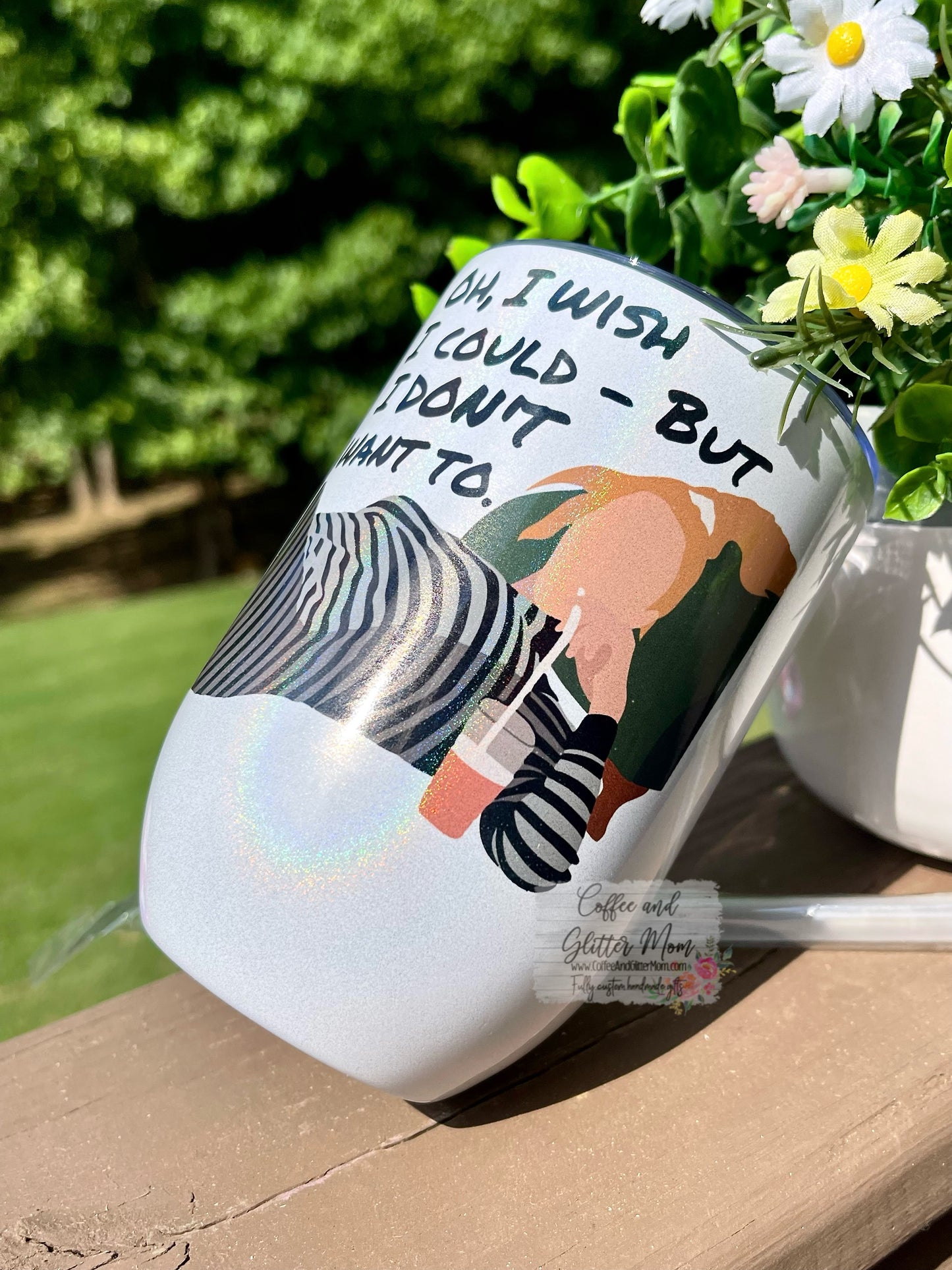 Wish I Could Phoebe Friends 12oz Holographic Sparkle Wine Tumbler