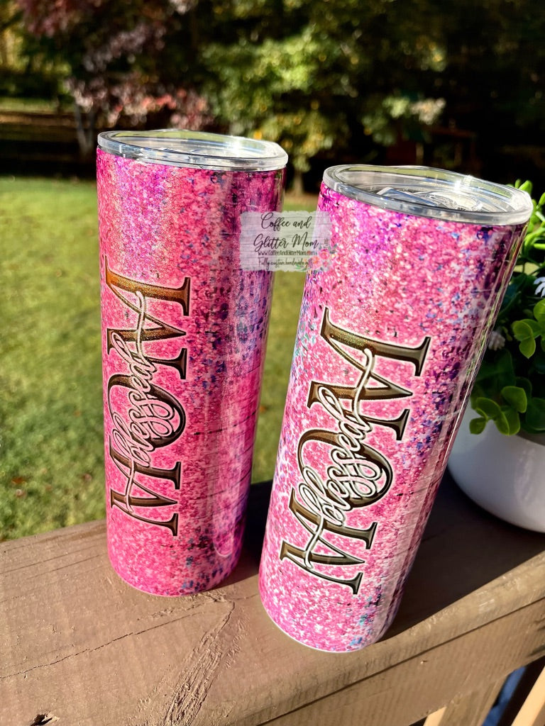 Blessed Mom Animal Print 20oz Holographic Rainbow Skinny Tumbler