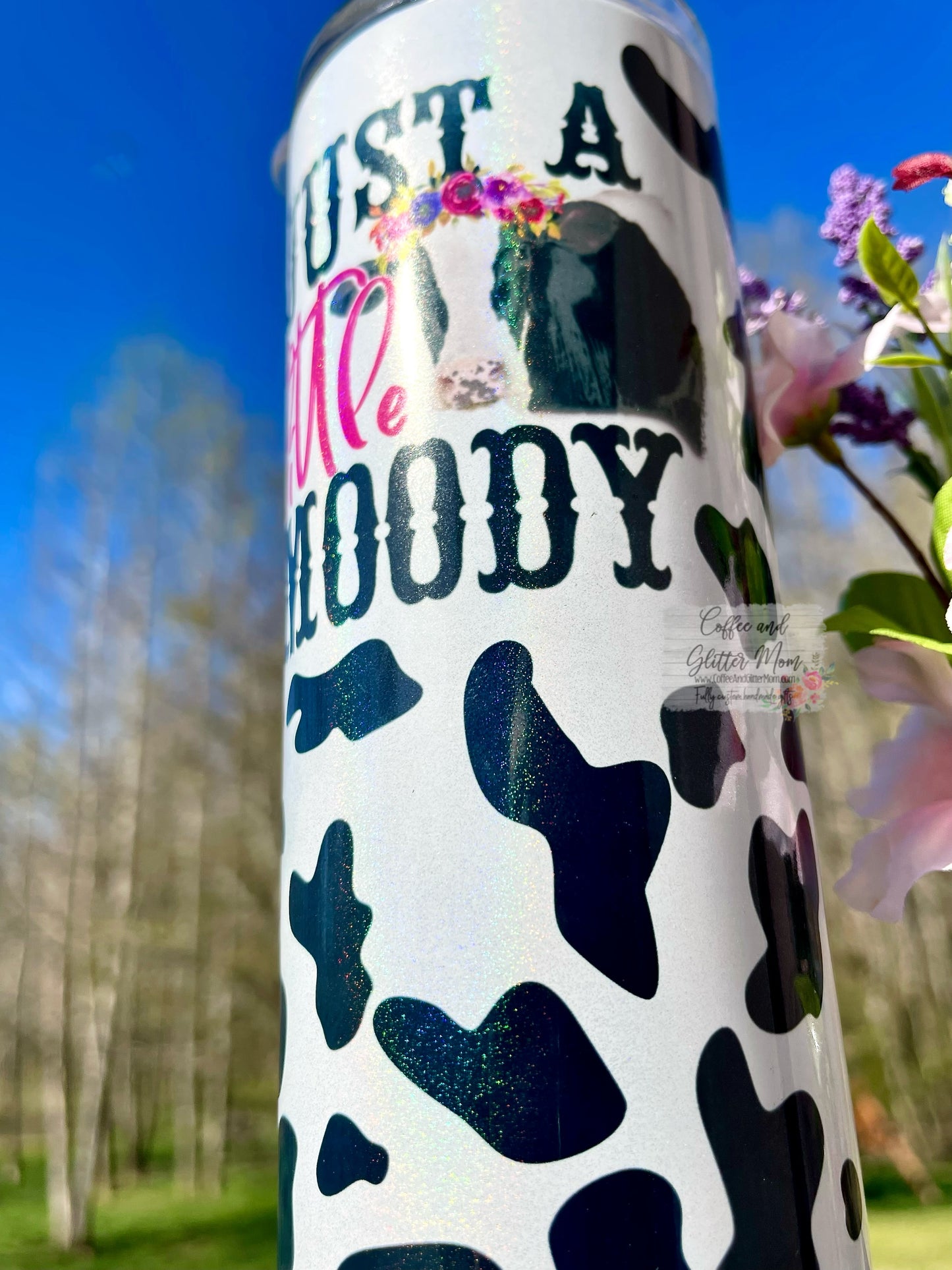 Just A Little Moody 20oz White Rainbow Skinny Tumbler