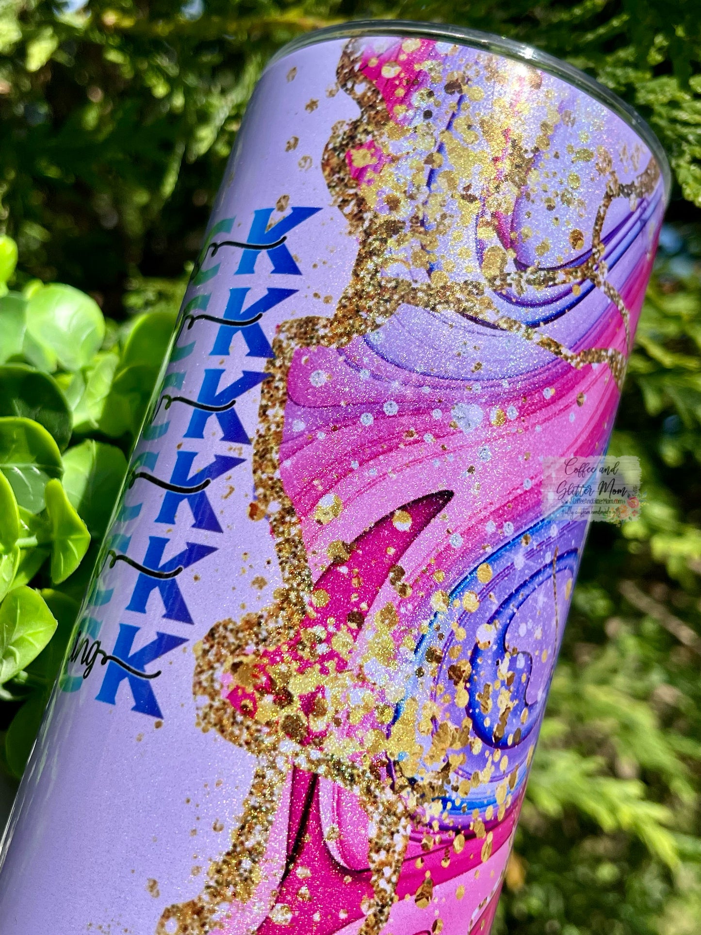 Fuck Everything Pink and Purple Marble 20oz Rainbow Skinny Tumbler