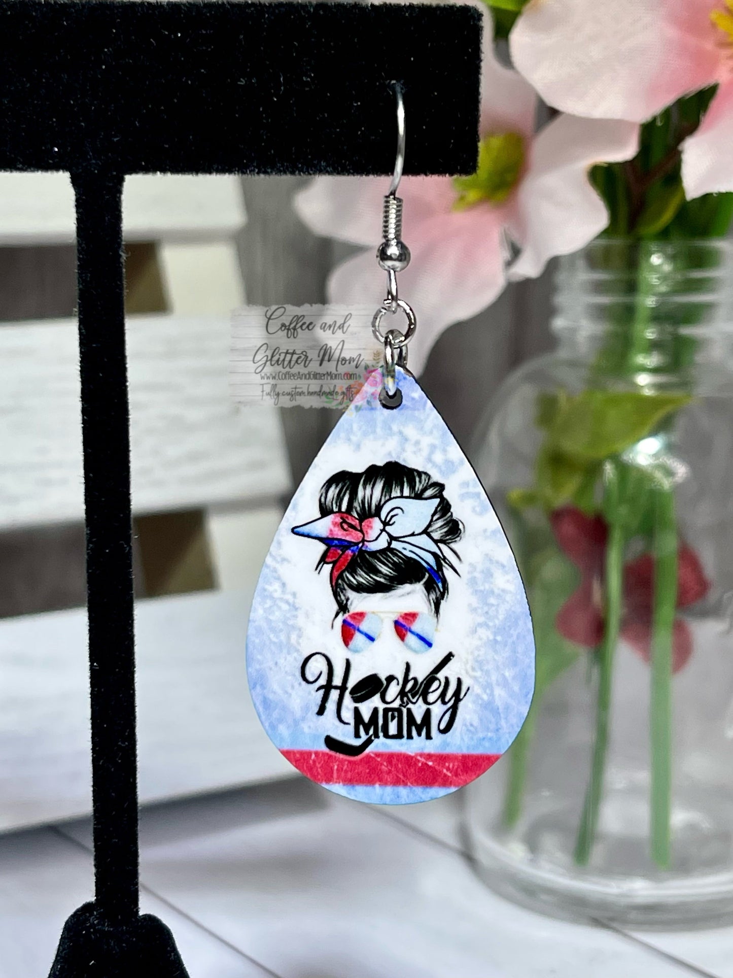 Hockey Mom Teardrop Earrings RTS