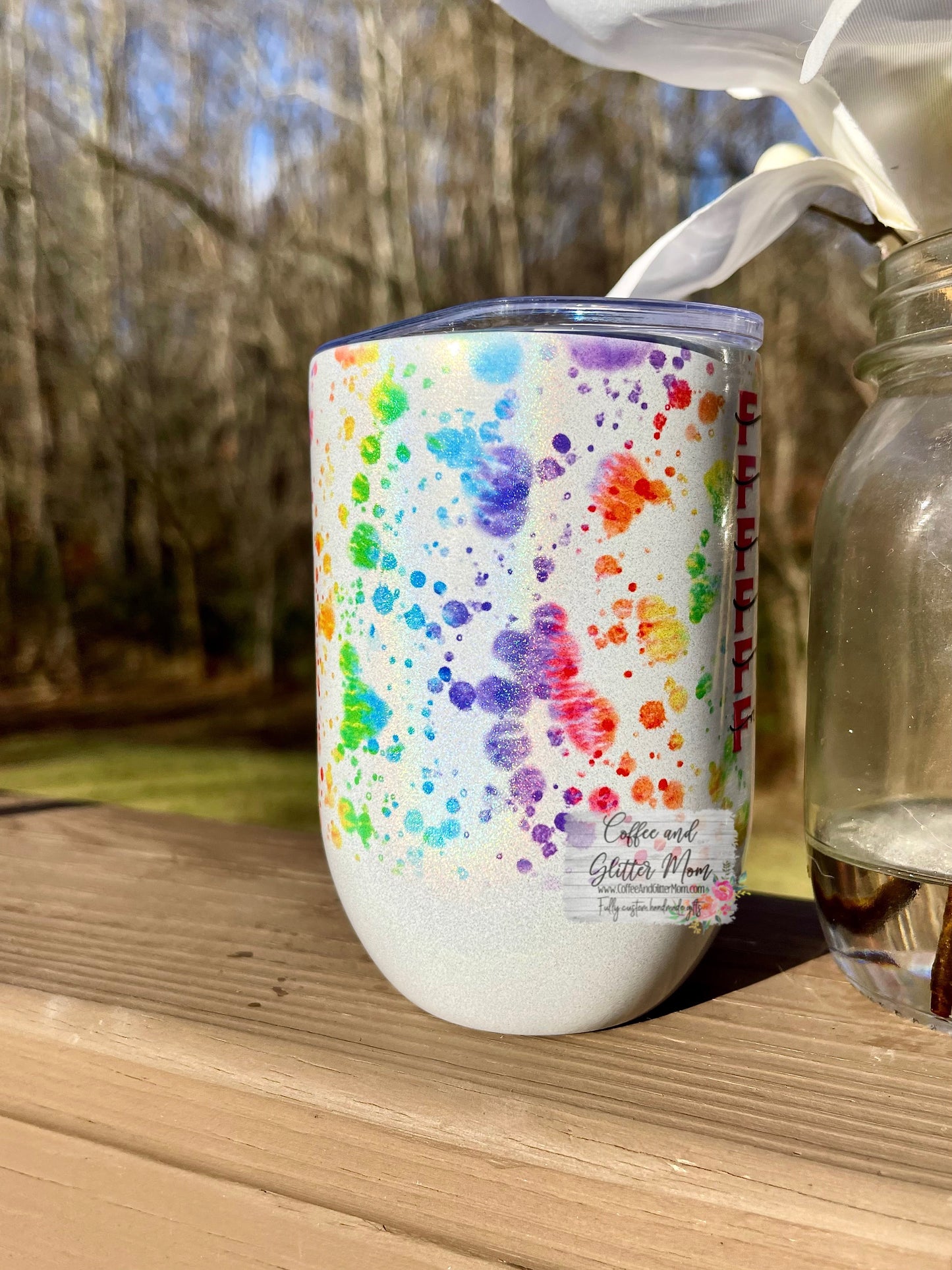 Fuck Everything 12oz Holographic Sparkle Wine Tumbler