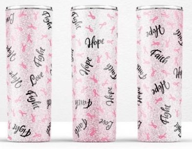 Breast Cancer Pick Your Tumbler 20oz Holographic White Skinny Tumbler