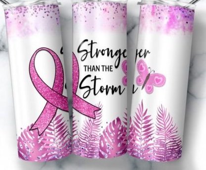 Breast Cancer Pick Your Tumbler 20oz Holographic White Skinny Tumbler