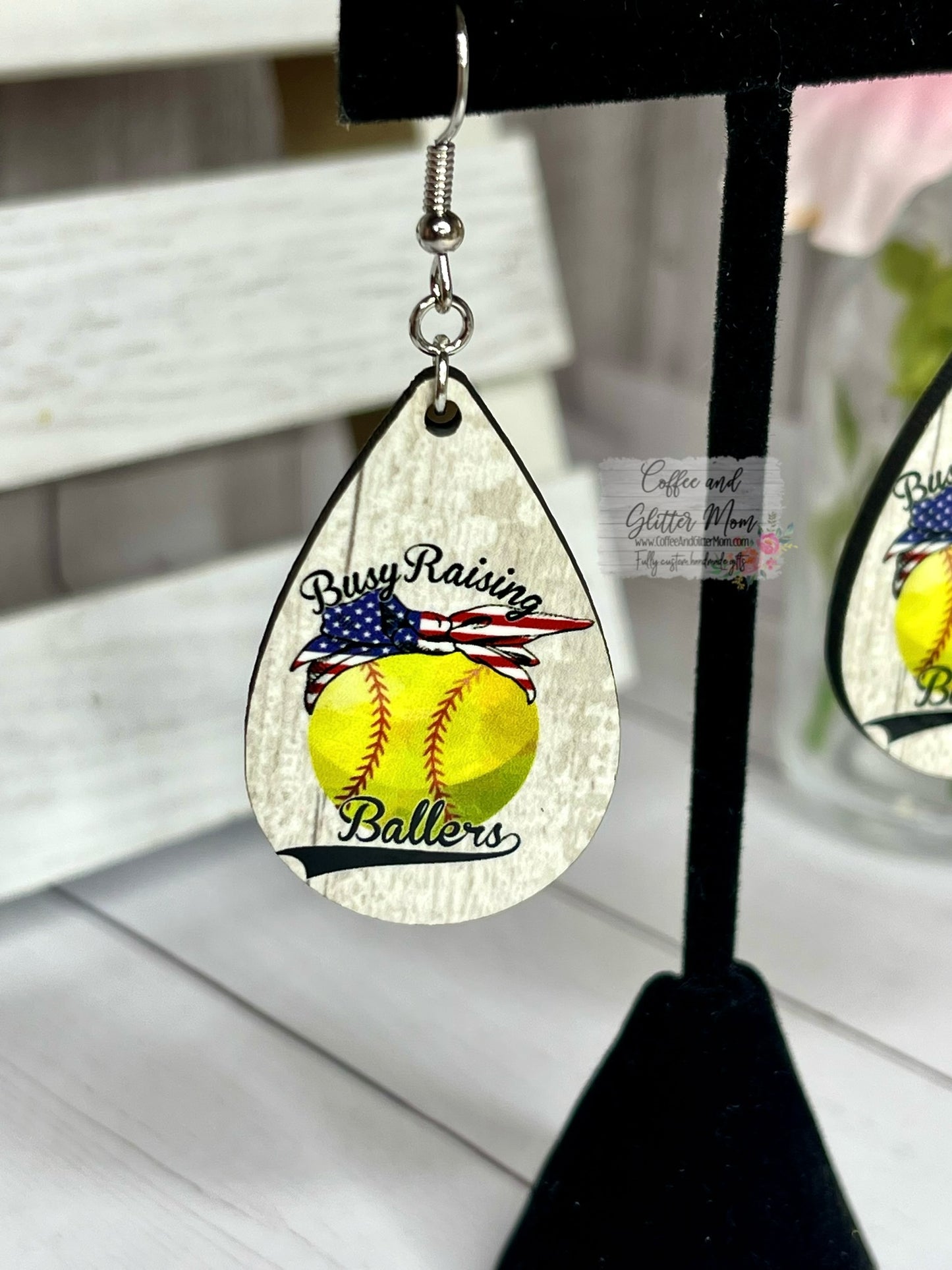 Busy Raising Ballers Softball Earrings