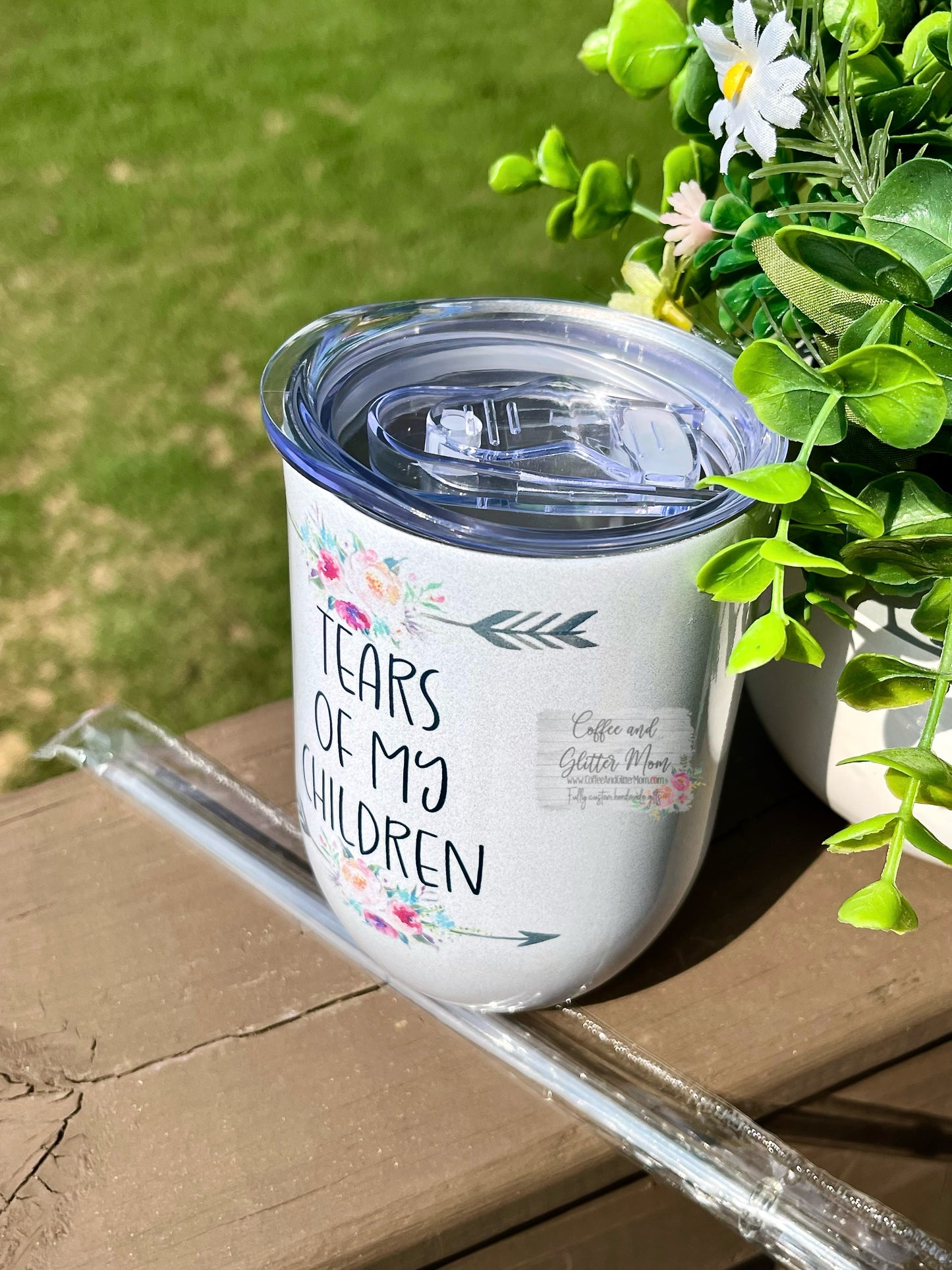 Tears of my Children 12oz Holographic Sparkle Wine Tumbler