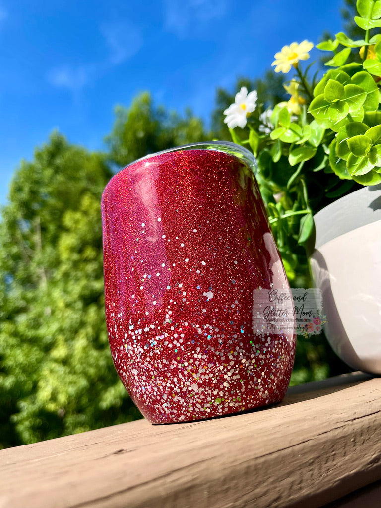 Laser Blood Red And Classy Chunky 14oz Wine Tumbler with Lid and Straw
