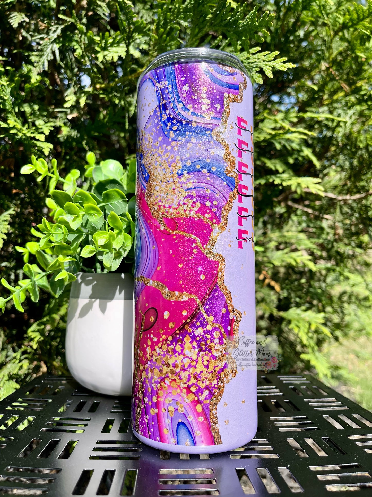 Fuck Everything Pink and Purple Marble 20oz Rainbow Skinny Tumbler