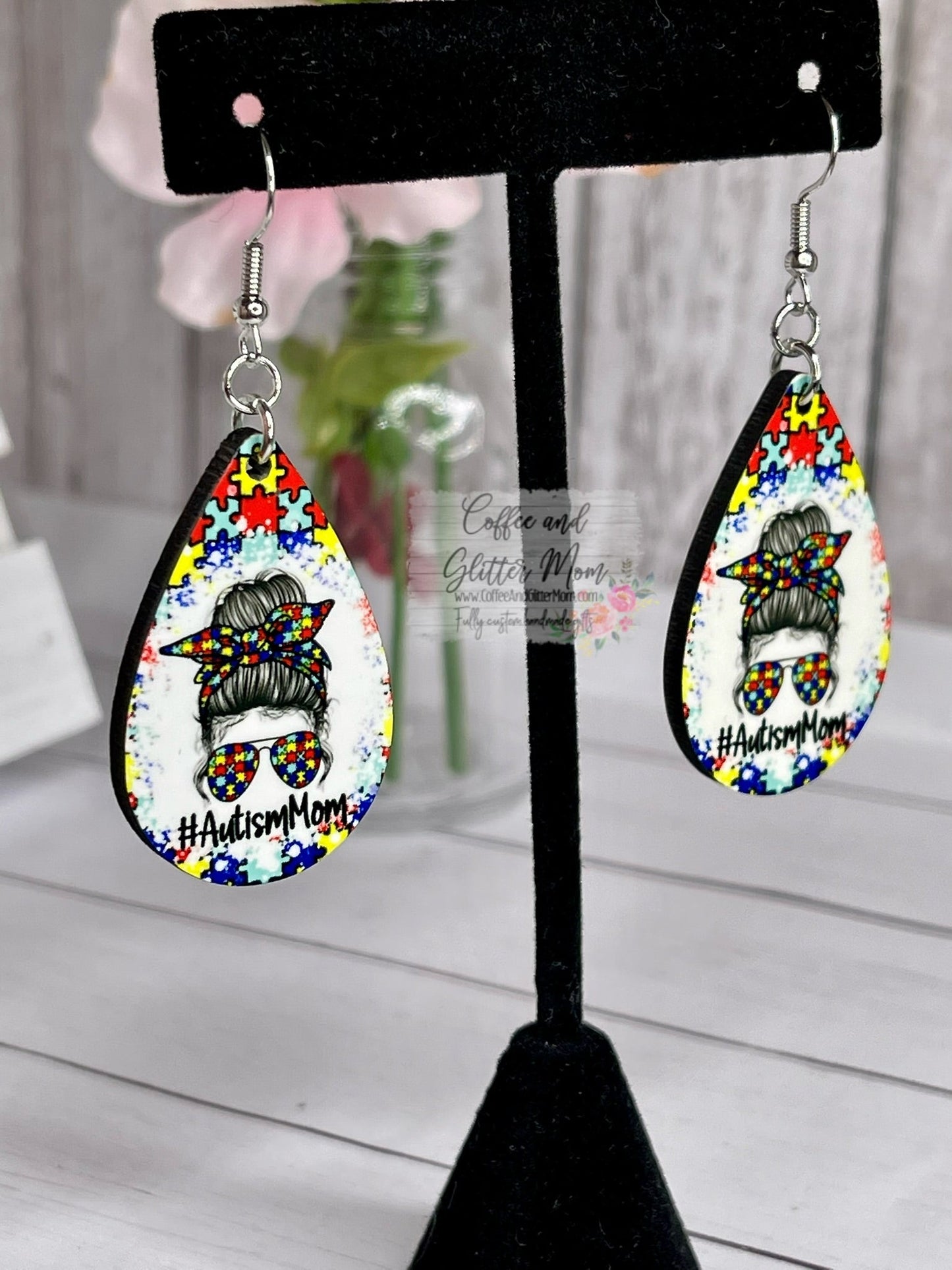 RTS Blue Autism Mom Earrings