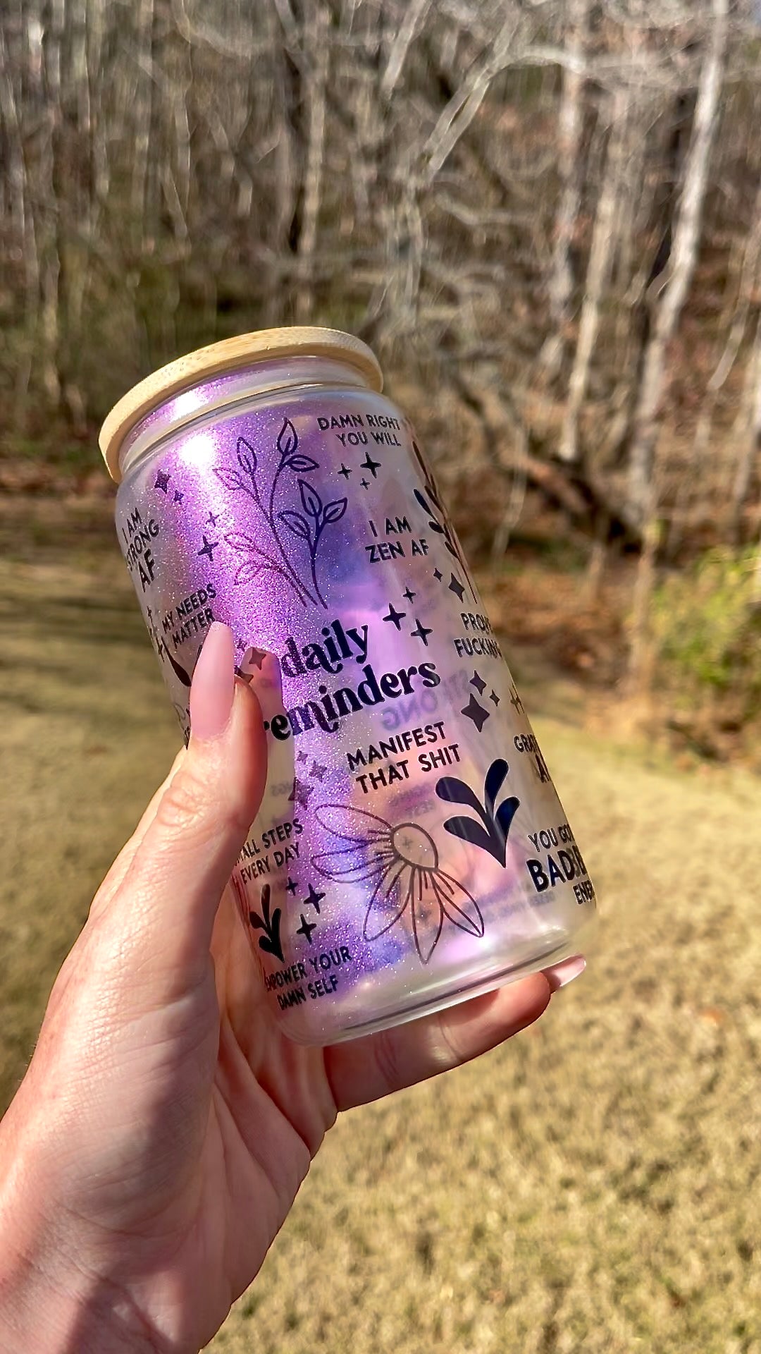 NSFW Daily Reminders 16oz Iridescent Glass Can