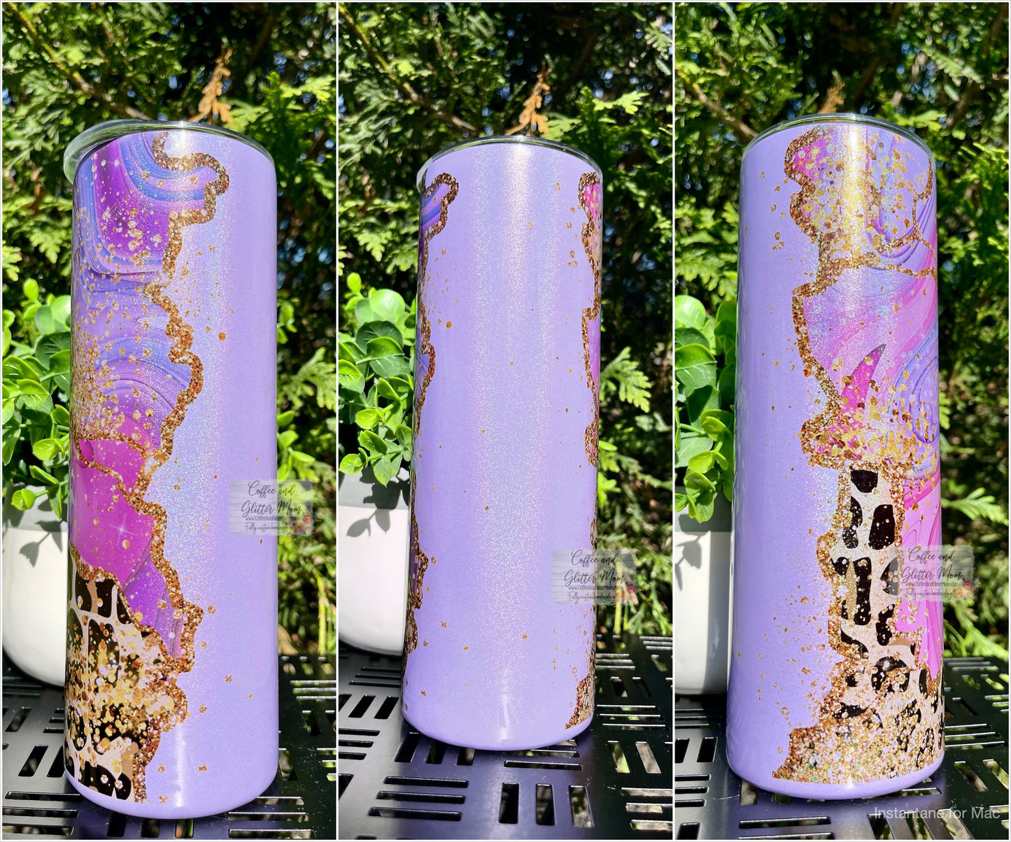 Purple Marble Animal Print 20oz Rainbow Skinny Tumbler
