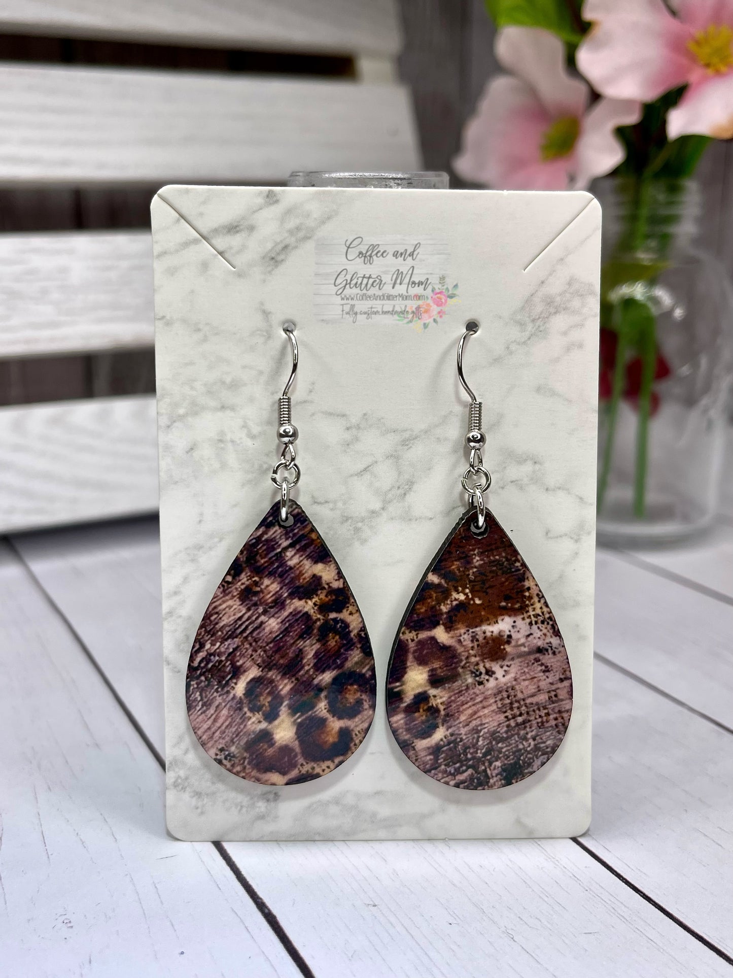 Rustic Animal Print Teardrop Earrings
