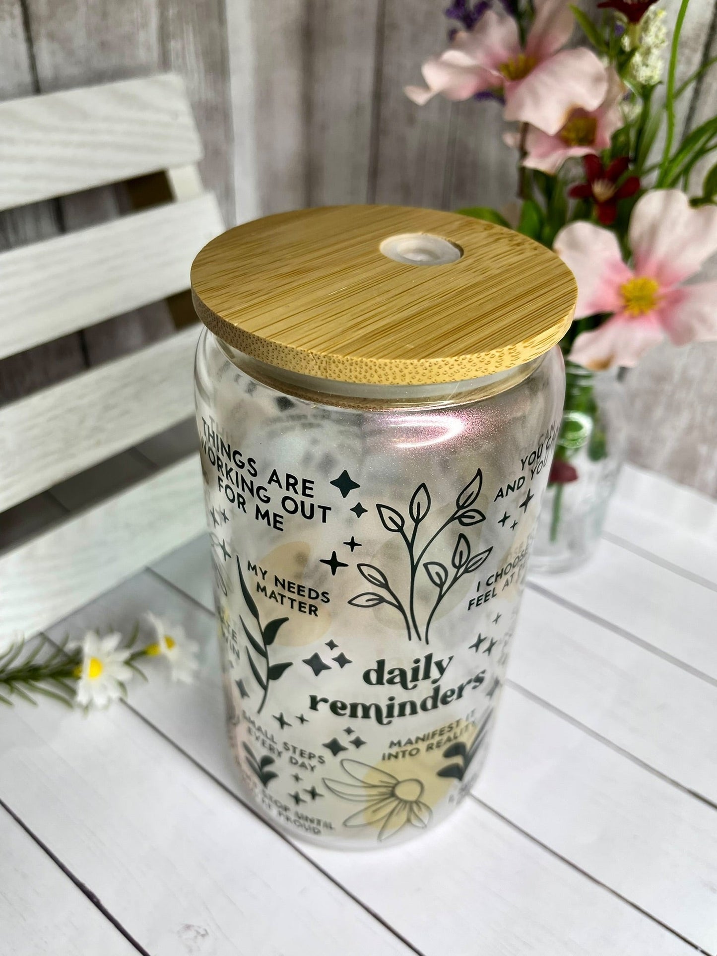 Daily Reminders (Clean Version) 16oz Iridescent Glass Can