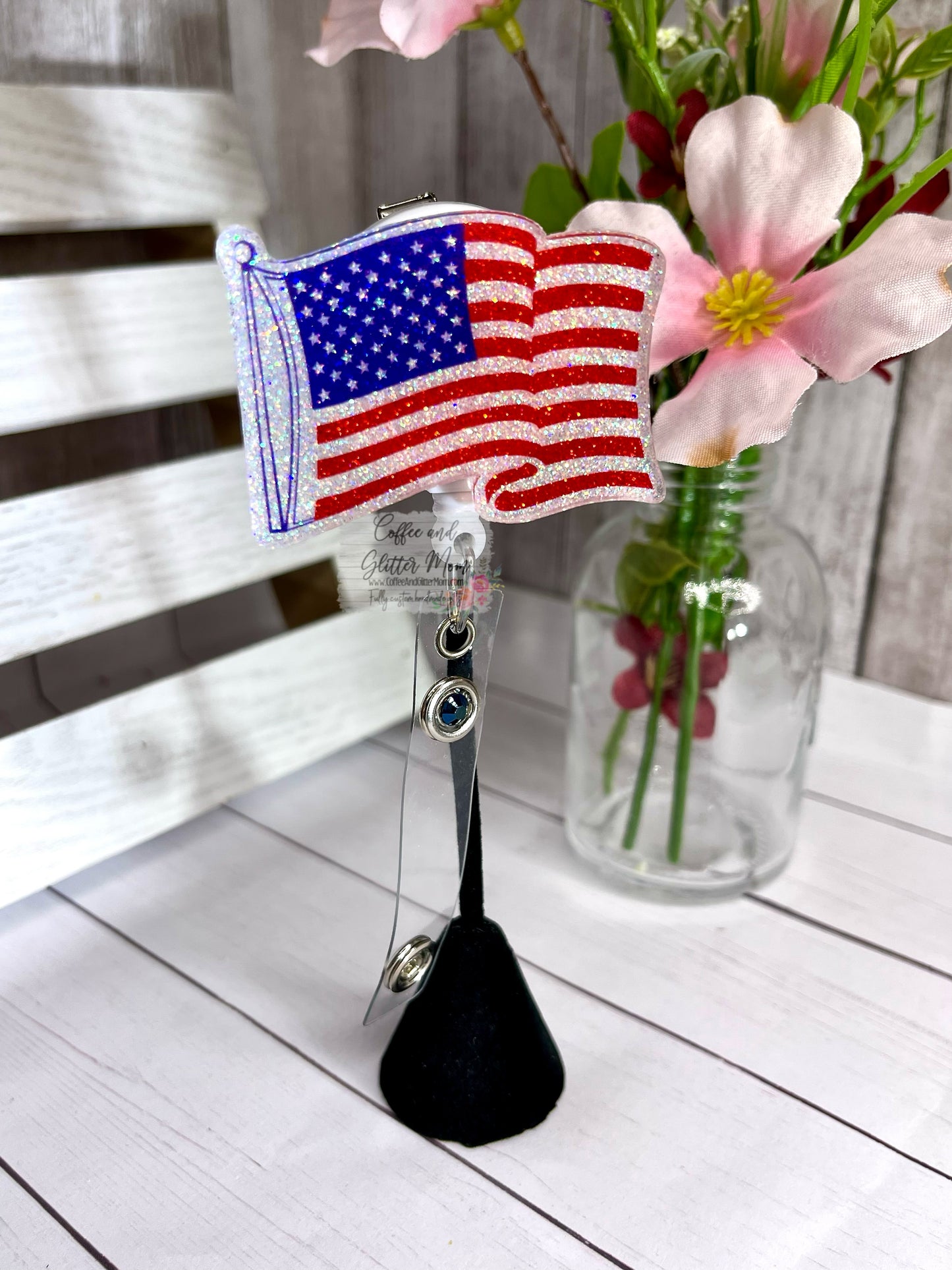 American Flag Designer Badge Reel
