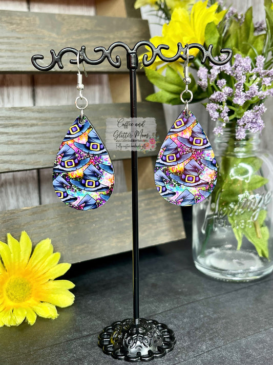 RTS Purple Halloween Witch Hats Earrings