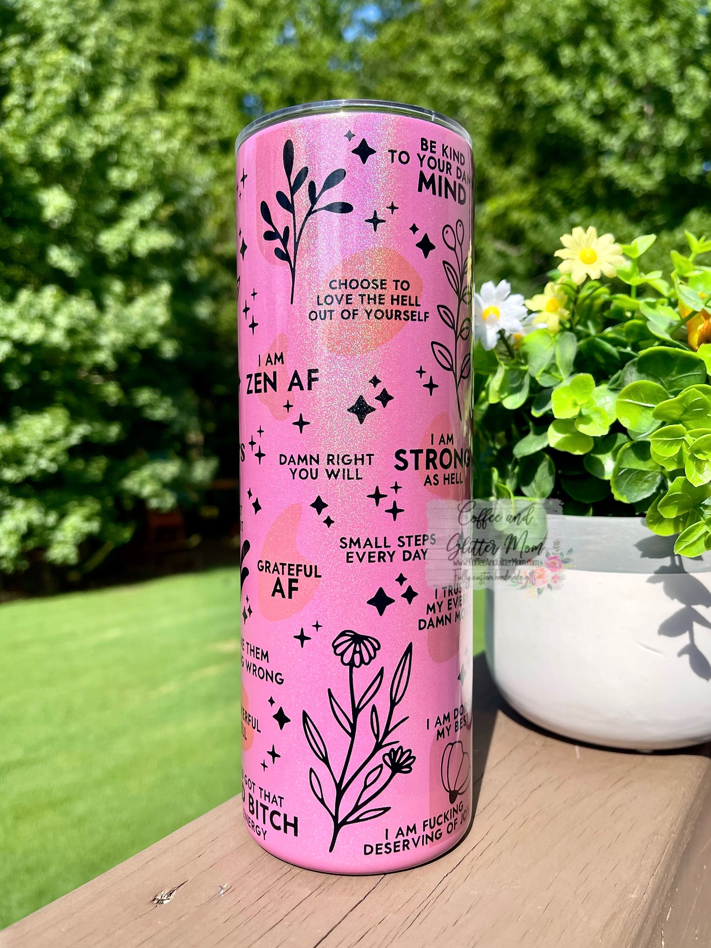 Daily Reminders 20oz Holographic Pink Skinny Tumbler