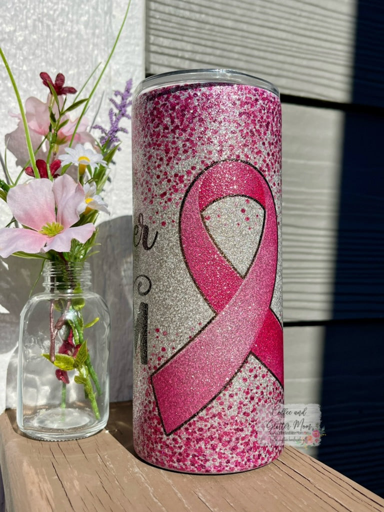 Stronger than the Storm 15oz Silver Glitter Skinny Tumbler