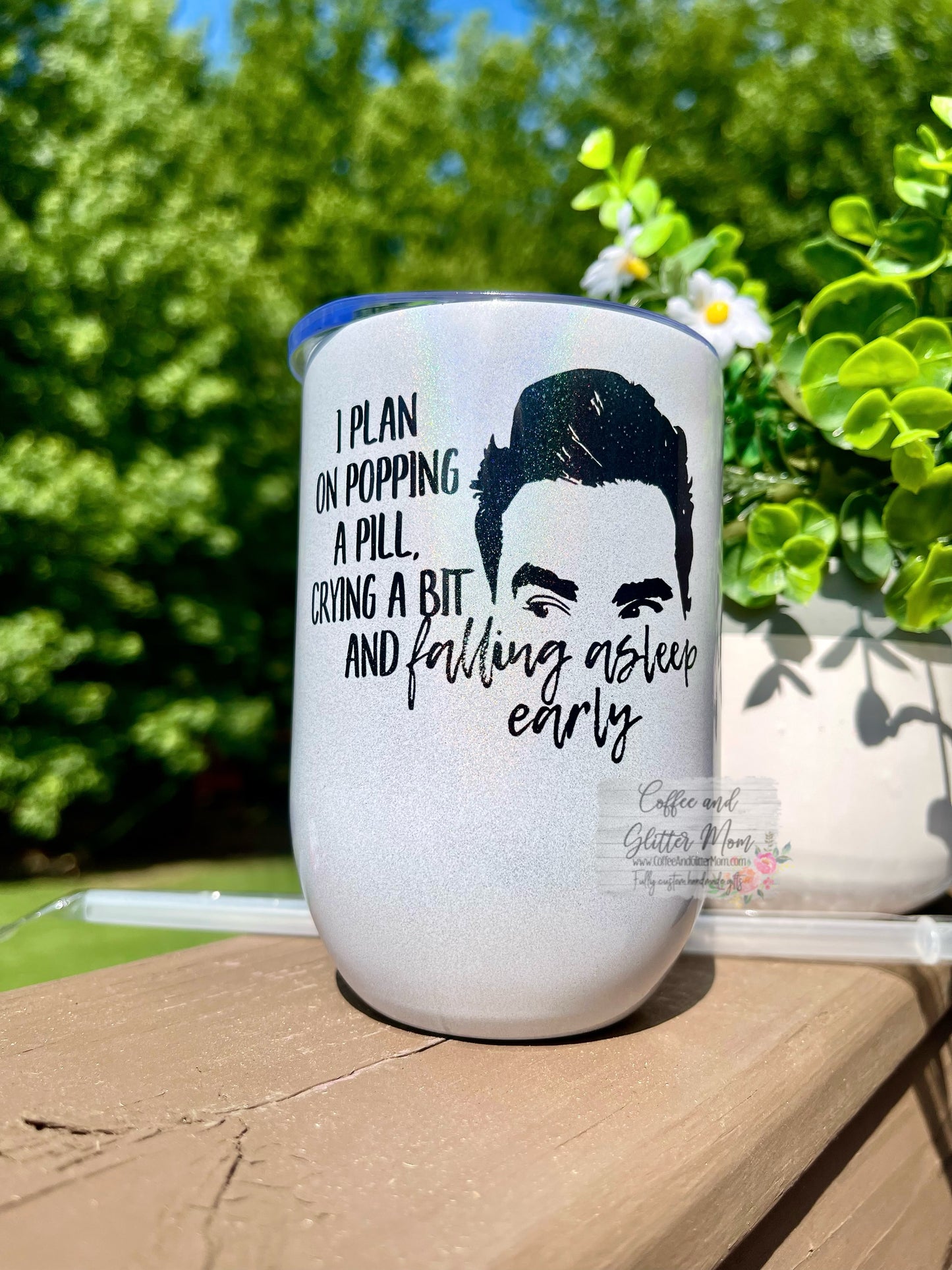 Schitt's Creek Pop A Pill 12oz Holographic Sparkle Wine Tumbler