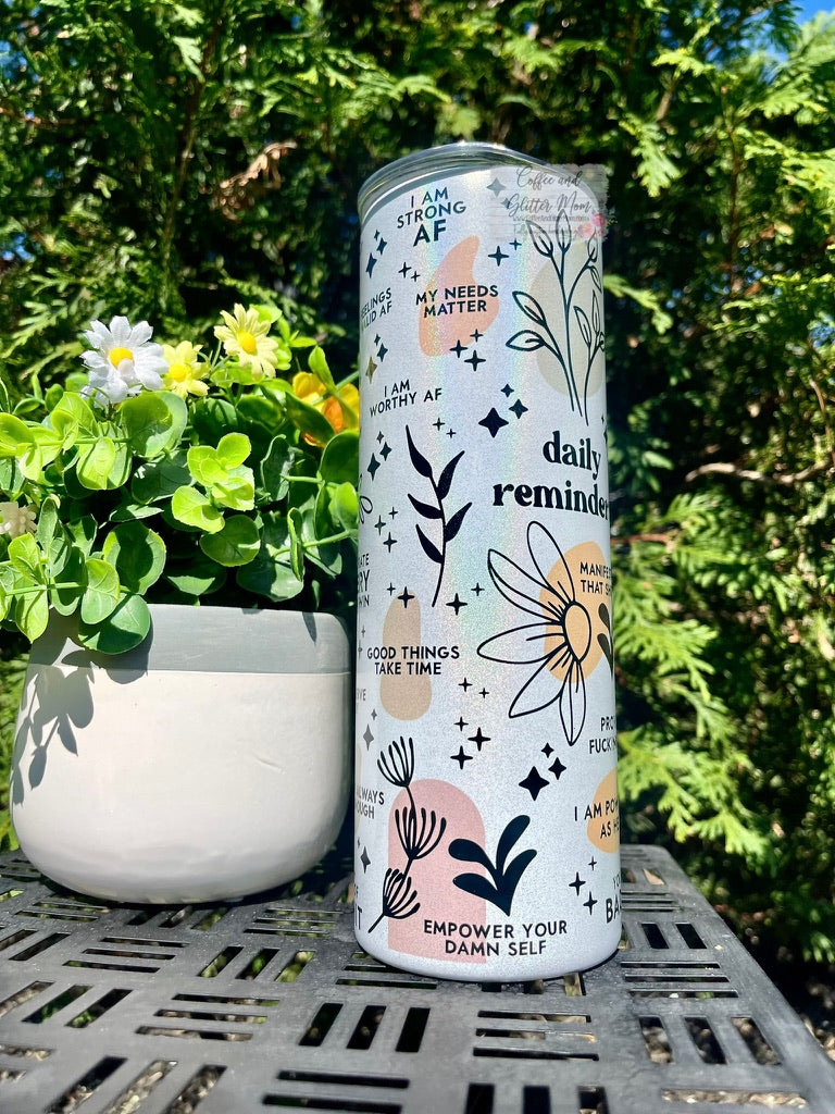 Daily Reminders 20oz Holographic White Skinny Tumbler