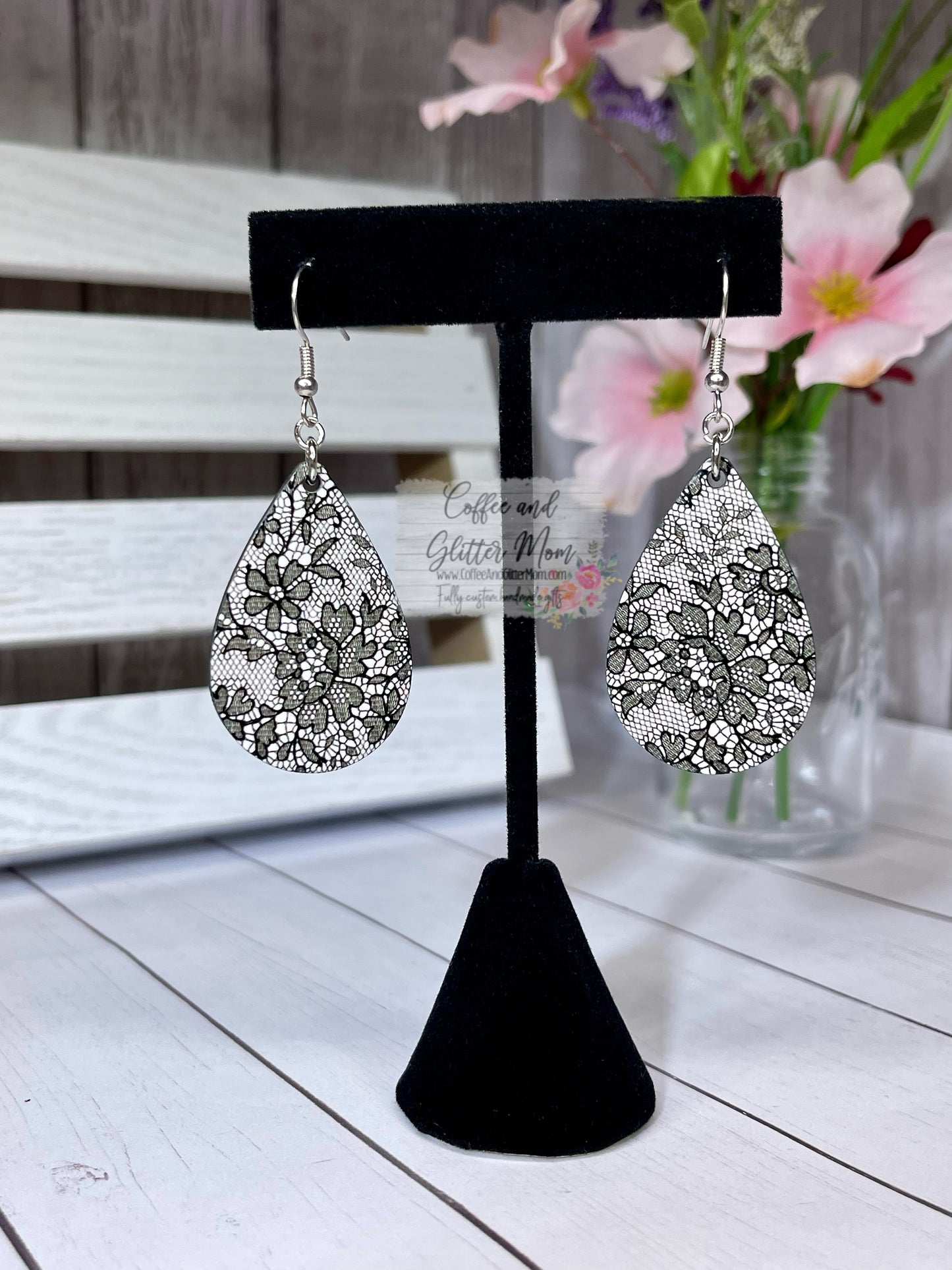 Black Lace Teardrop Earrings