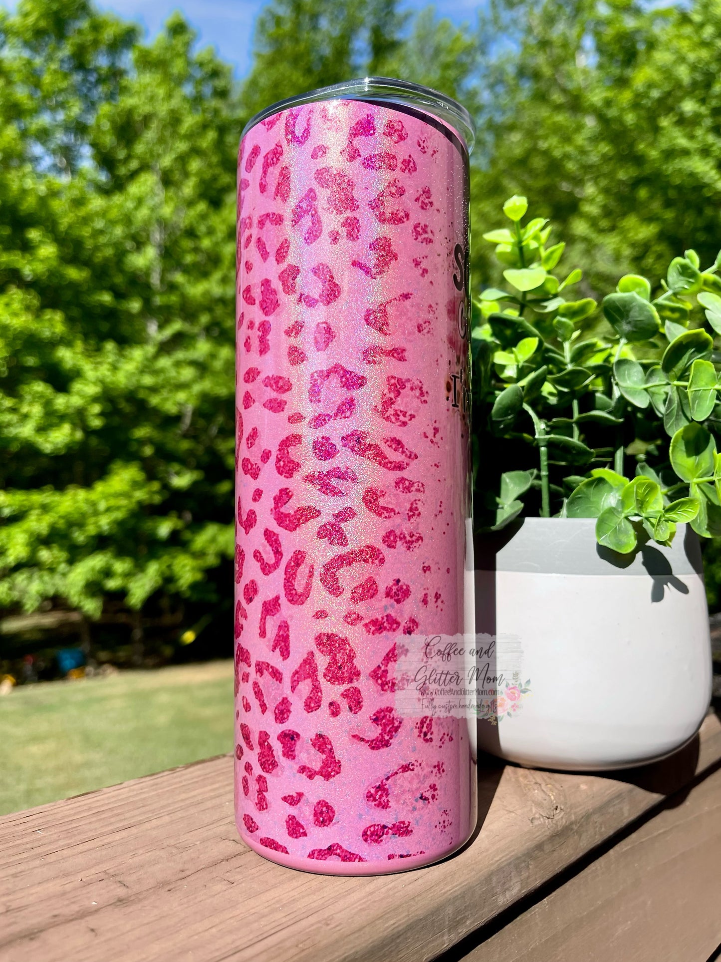 Some Mom's Cuss Animal Print 20oz Pink Rainbow Skinny Tumbler