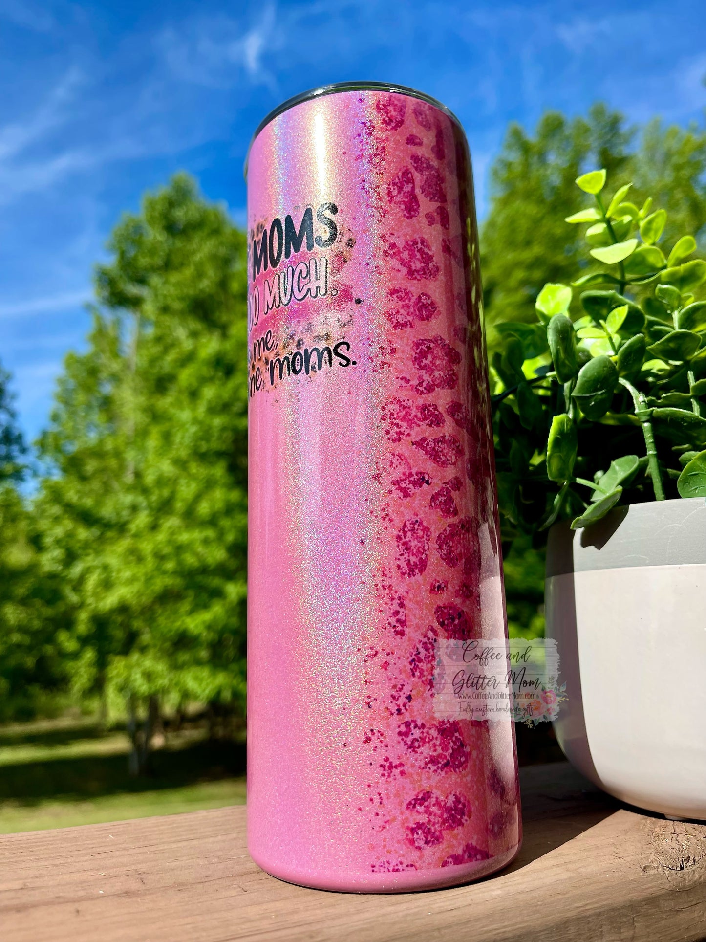 Some Mom's Cuss Animal Print 20oz Pink Rainbow Skinny Tumbler