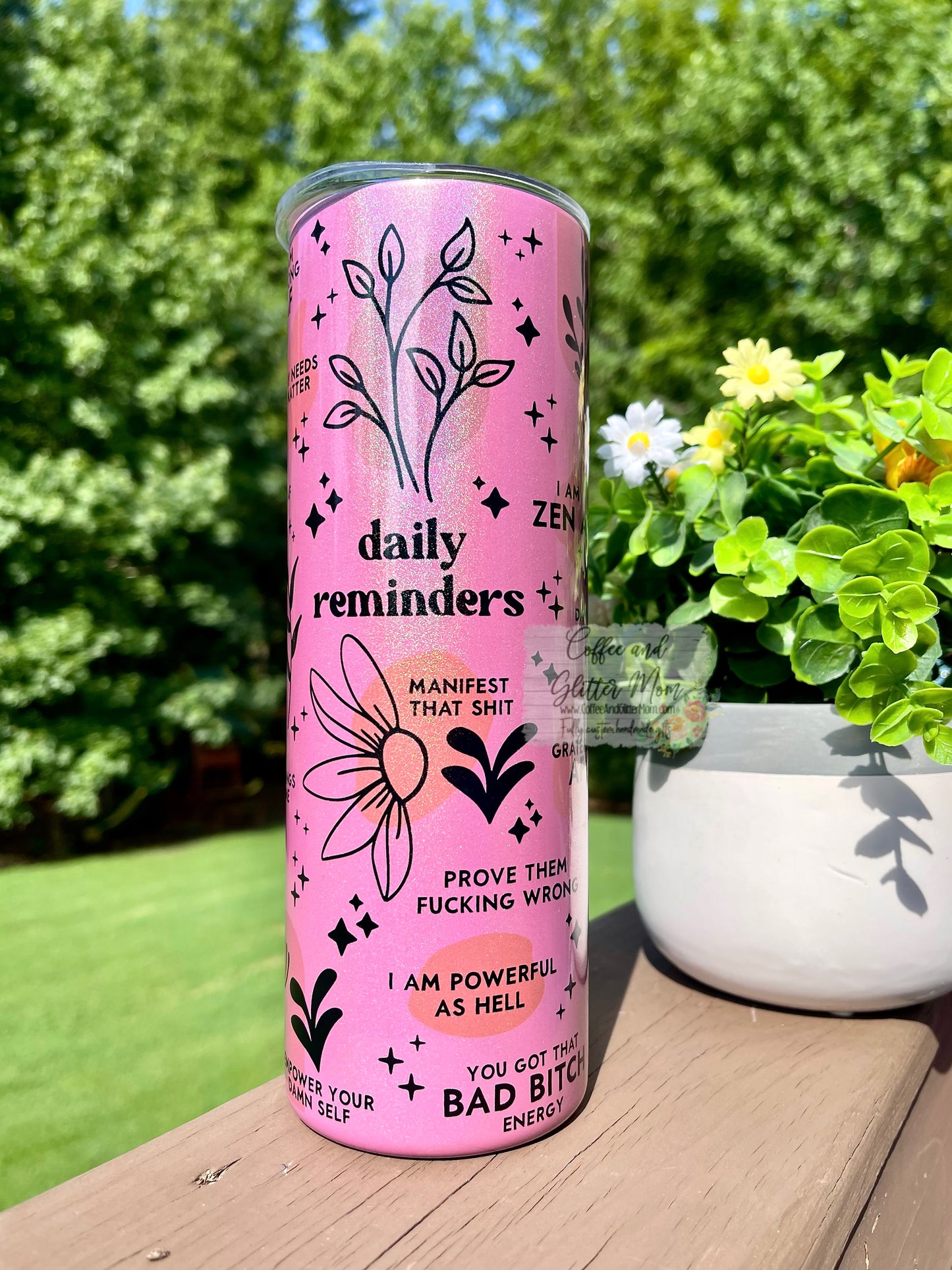 Daily Reminders 20oz Holographic Pink Skinny Tumbler