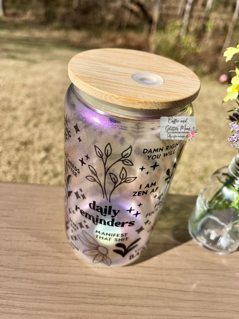 NSFW Daily Reminders 16oz Iridescent Glass Can