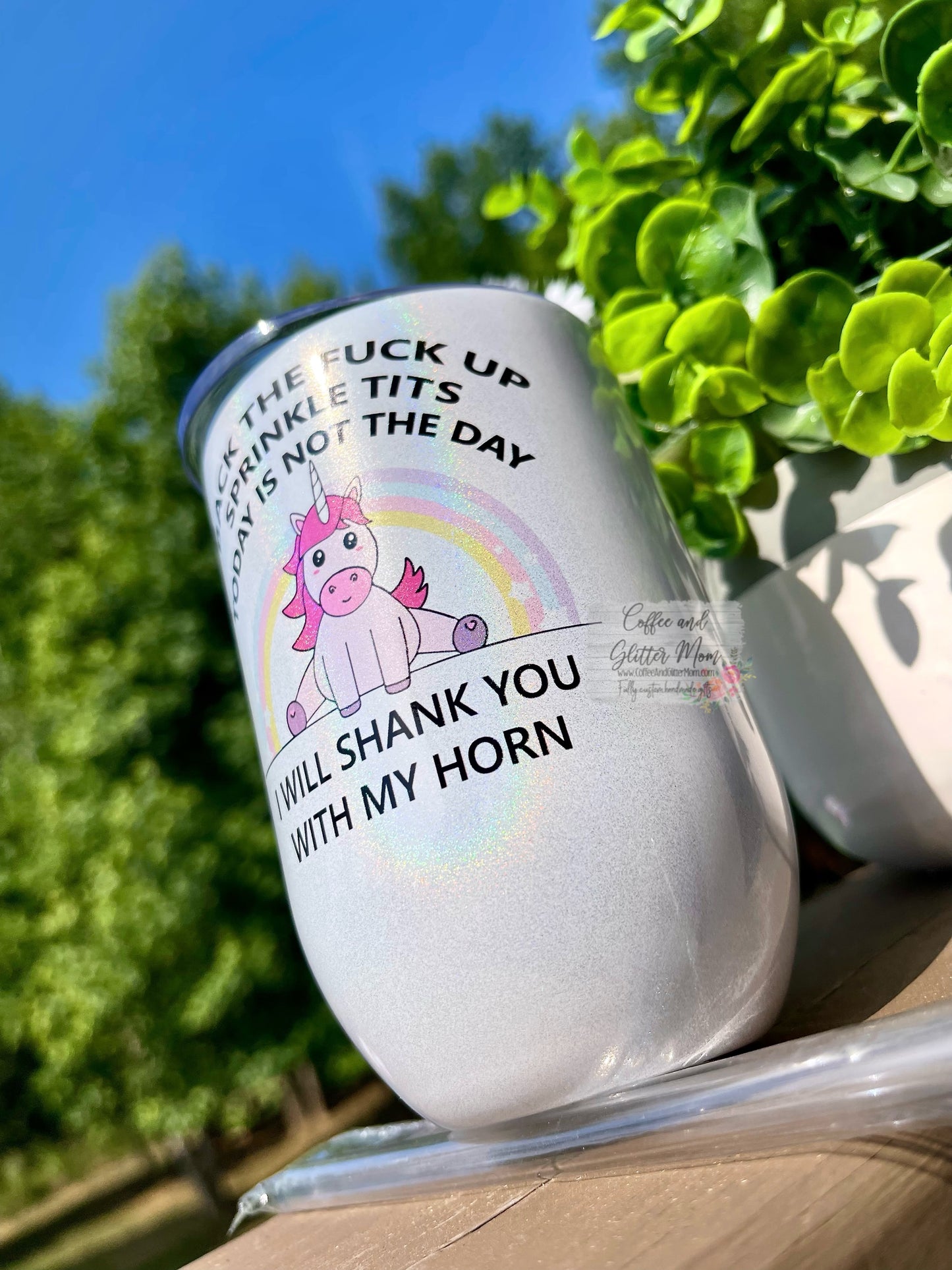 Back Up Sprinkletits 12oz Holographic Sparkle Wine Tumbler