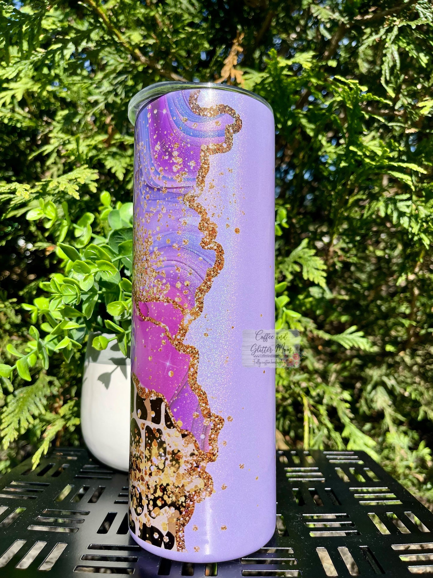 Purple Marble Animal Print 20oz Rainbow Skinny Tumbler