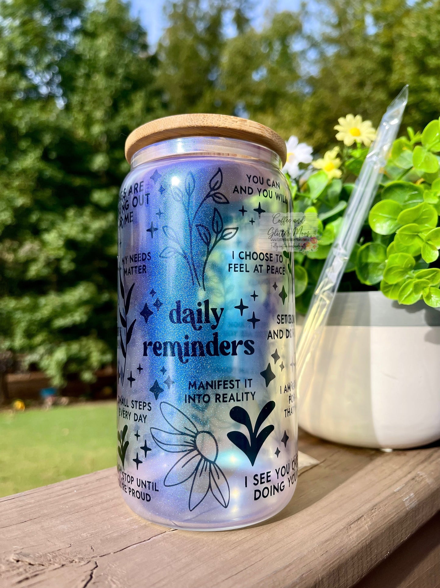 Daily Reminders 16oz Iridescent Glass Can