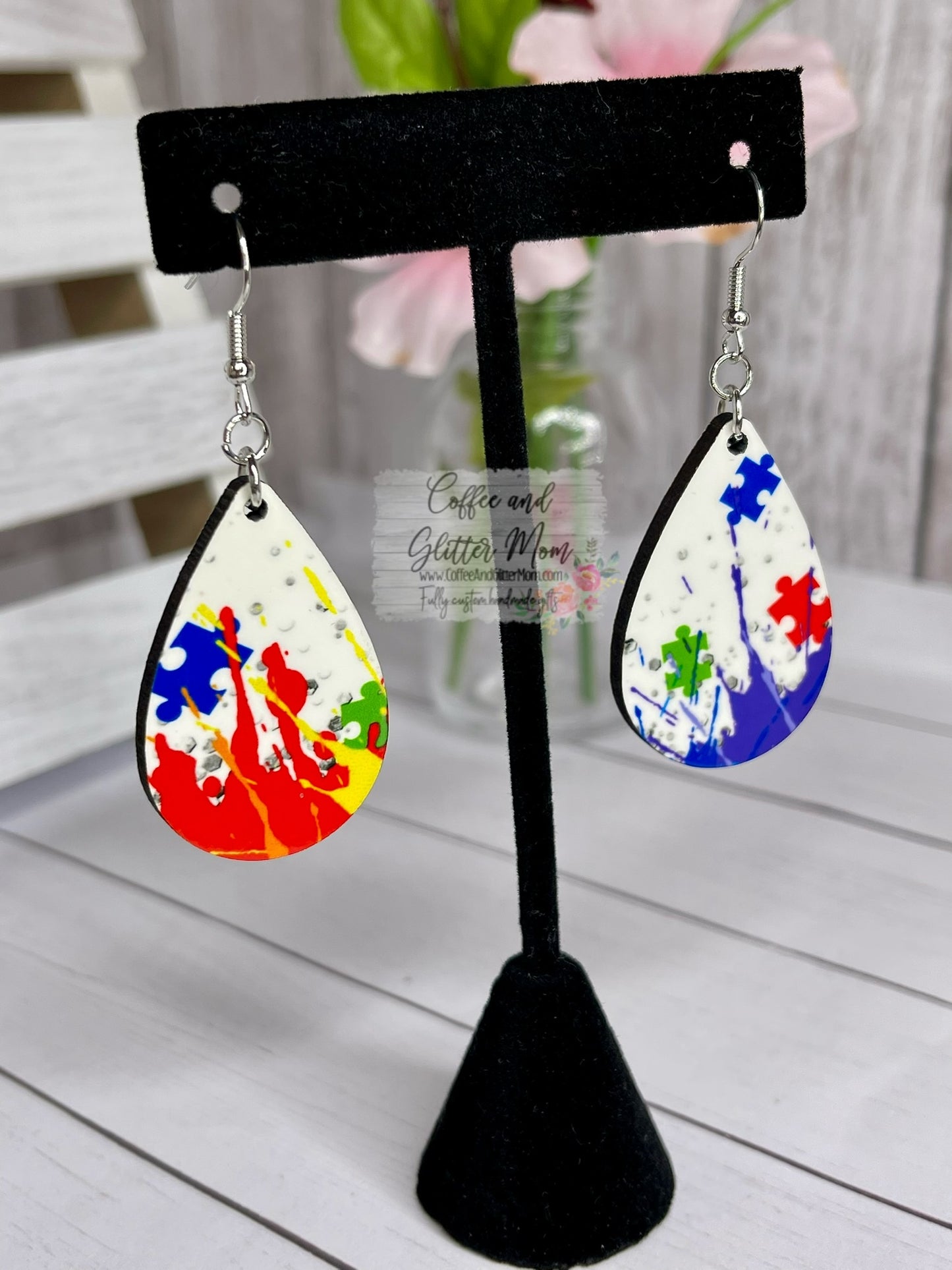 Autism Paint Splash Earrings
