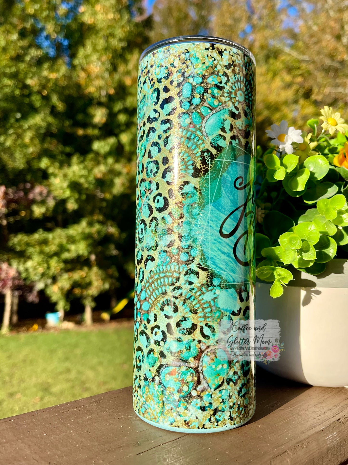 Just Breathe 20oz Holographic Mint Skinny Tumbler