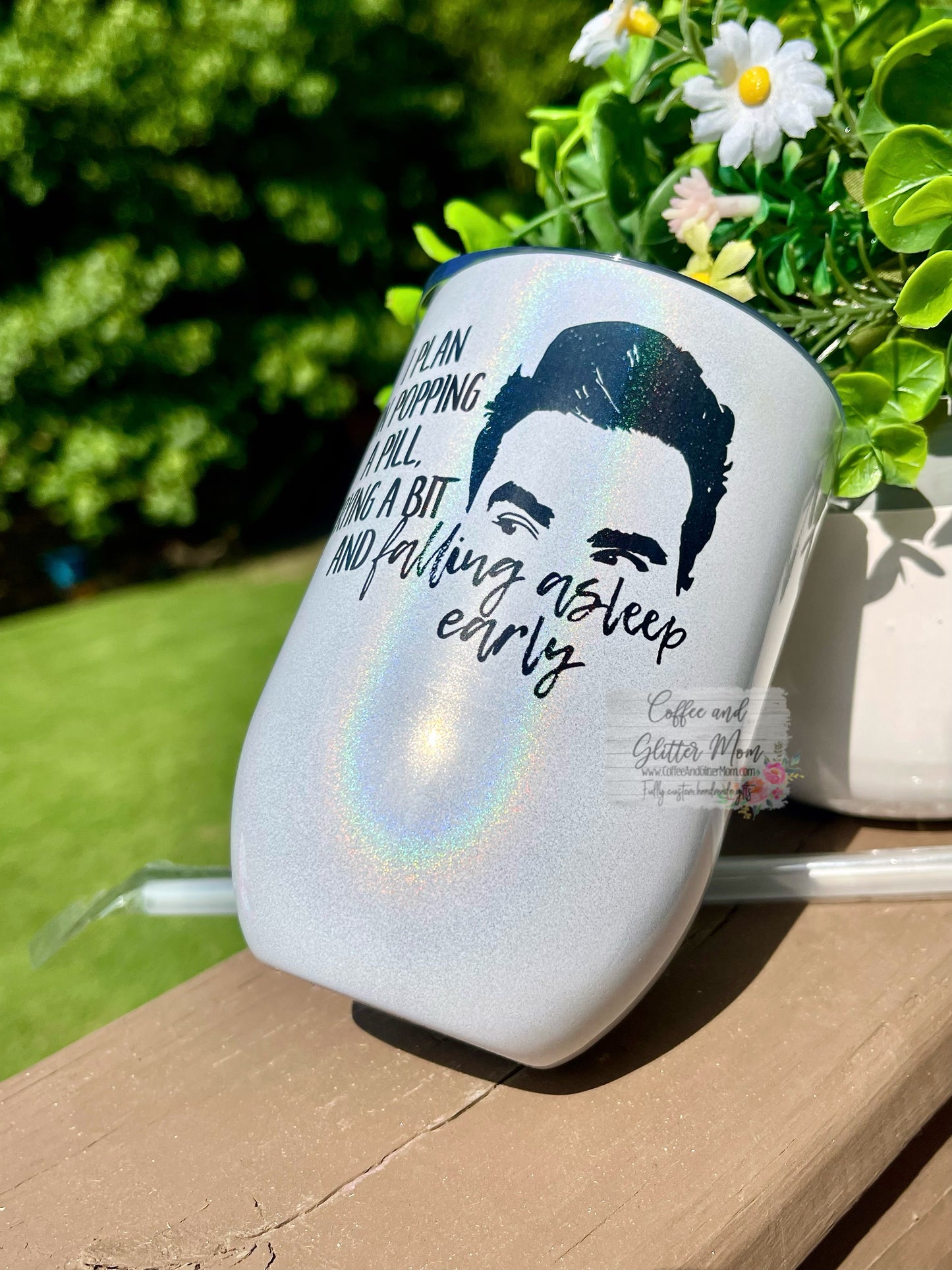 Schitt's Creek Pop A Pill 12oz Holographic Sparkle Wine Tumbler