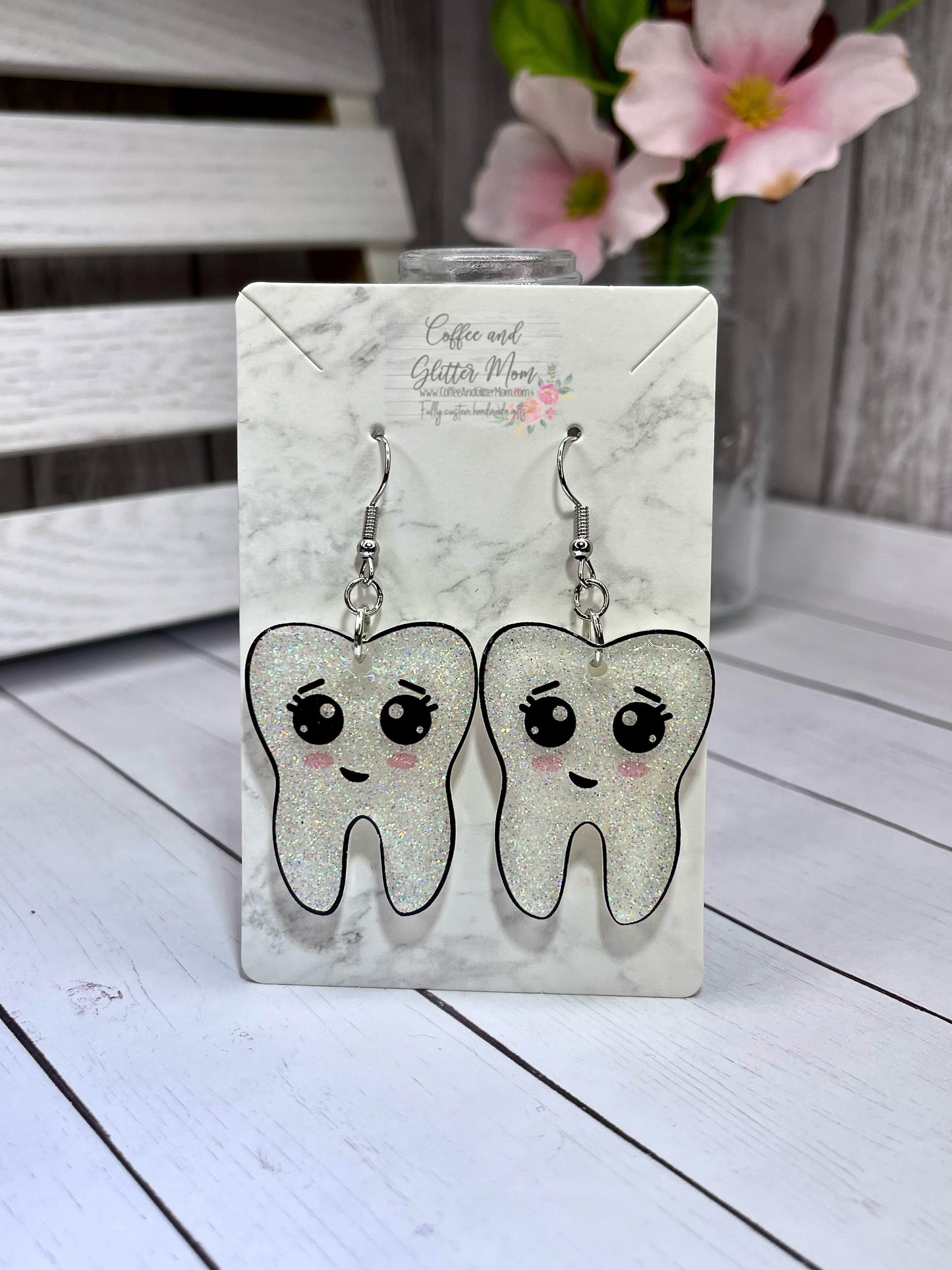 Sparkling Teeth Glitter Acrylic Earrings