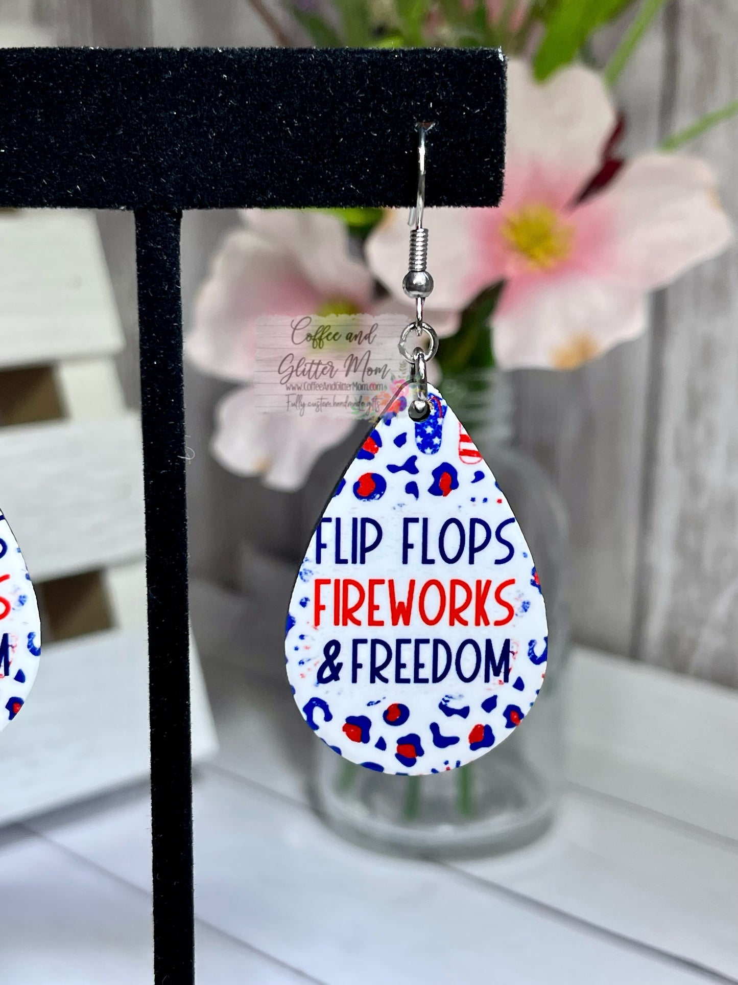 Flip Flops & Fireworks Teardrop Earrings