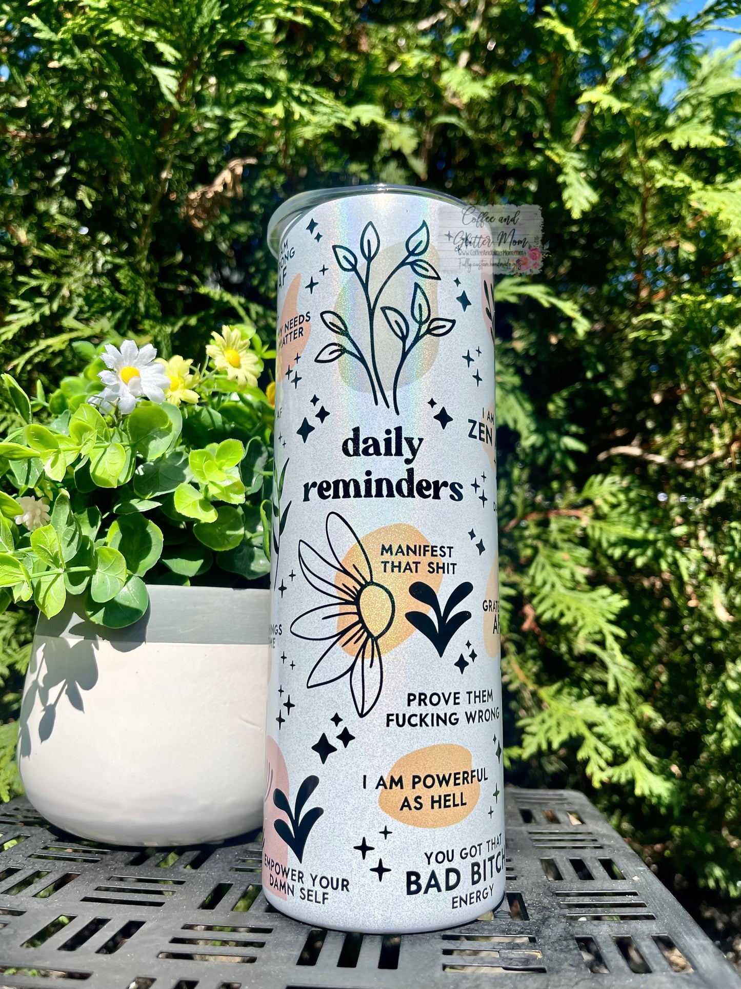 Daily Reminders 20oz Holographic Rainbow Skinny Tumbler