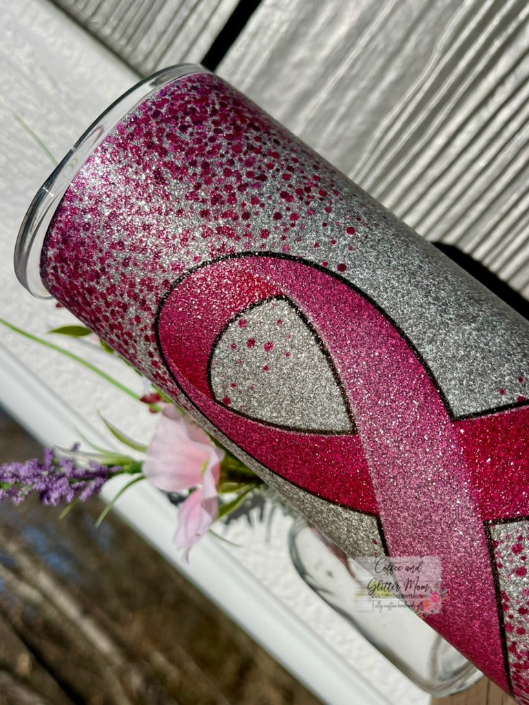 Stronger than the Storm 15oz Silver Glitter Skinny Tumbler