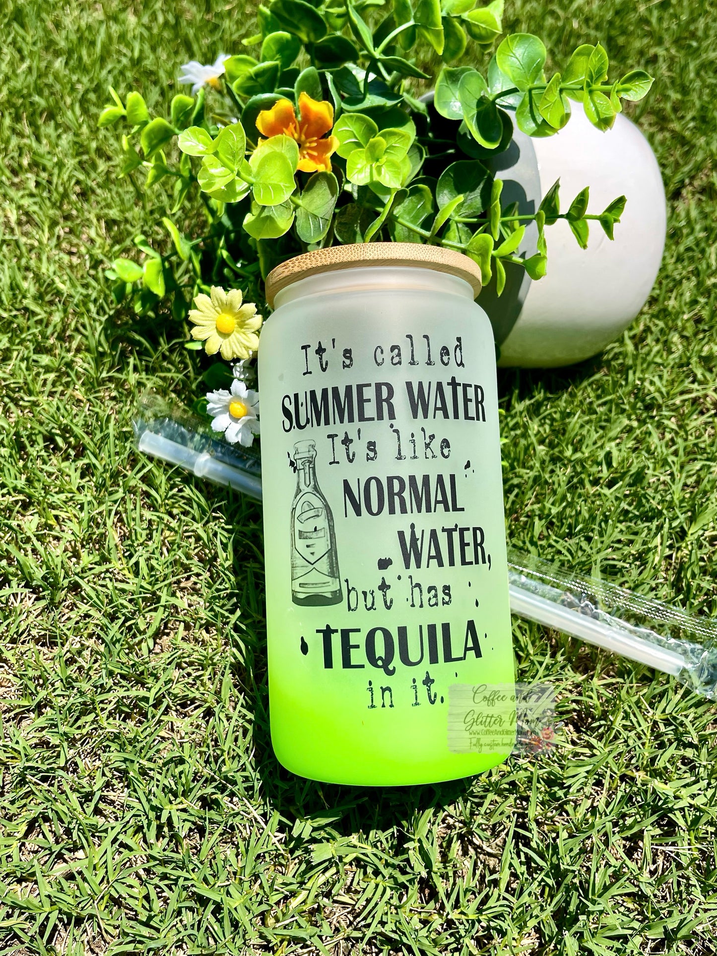 Summer Water 16oz Pick Your Color & Alcohol Glass Can