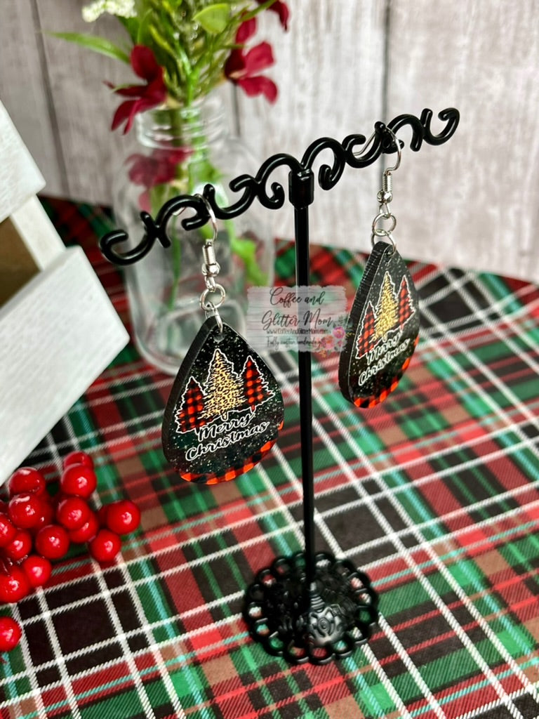 Merry Christmas Plaid Trees Earrings